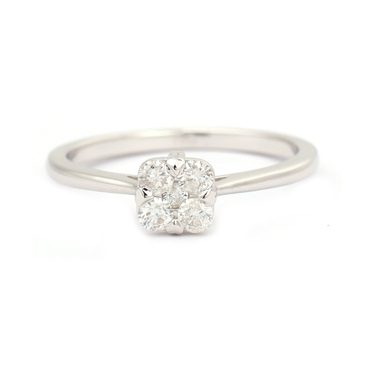 18K Gold Round Brilliant Diamond Pave Illusion Ring 0.26ct tw. A00092 - FABER JEWELS