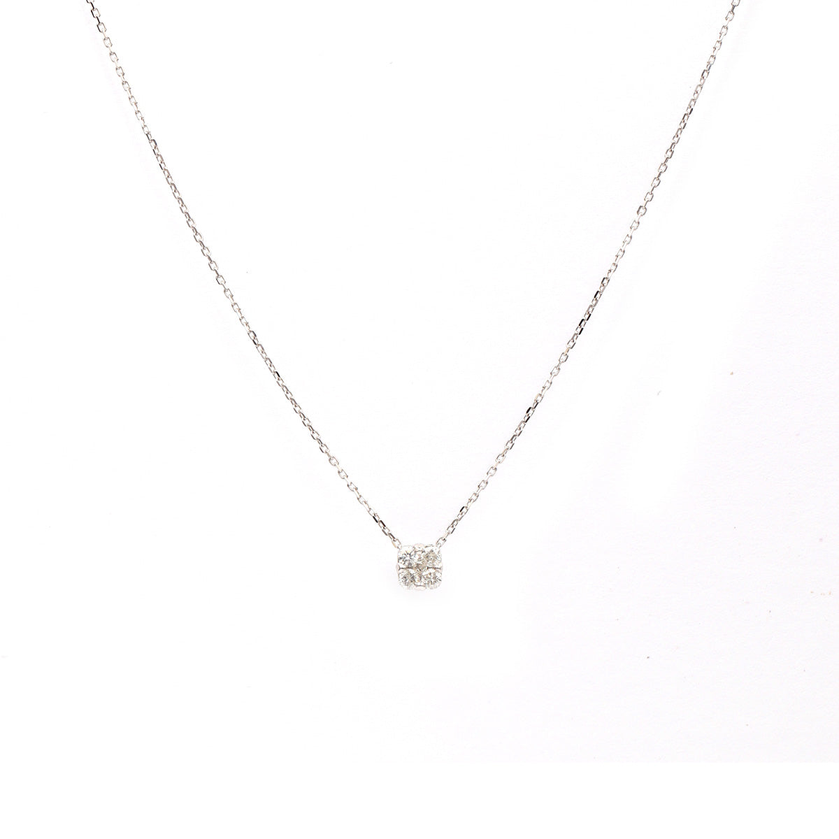 18K gold Round Brilliant Diamond Pave Illusion Necklace 0.26ct tw. A00095 - FABER JEWELS
