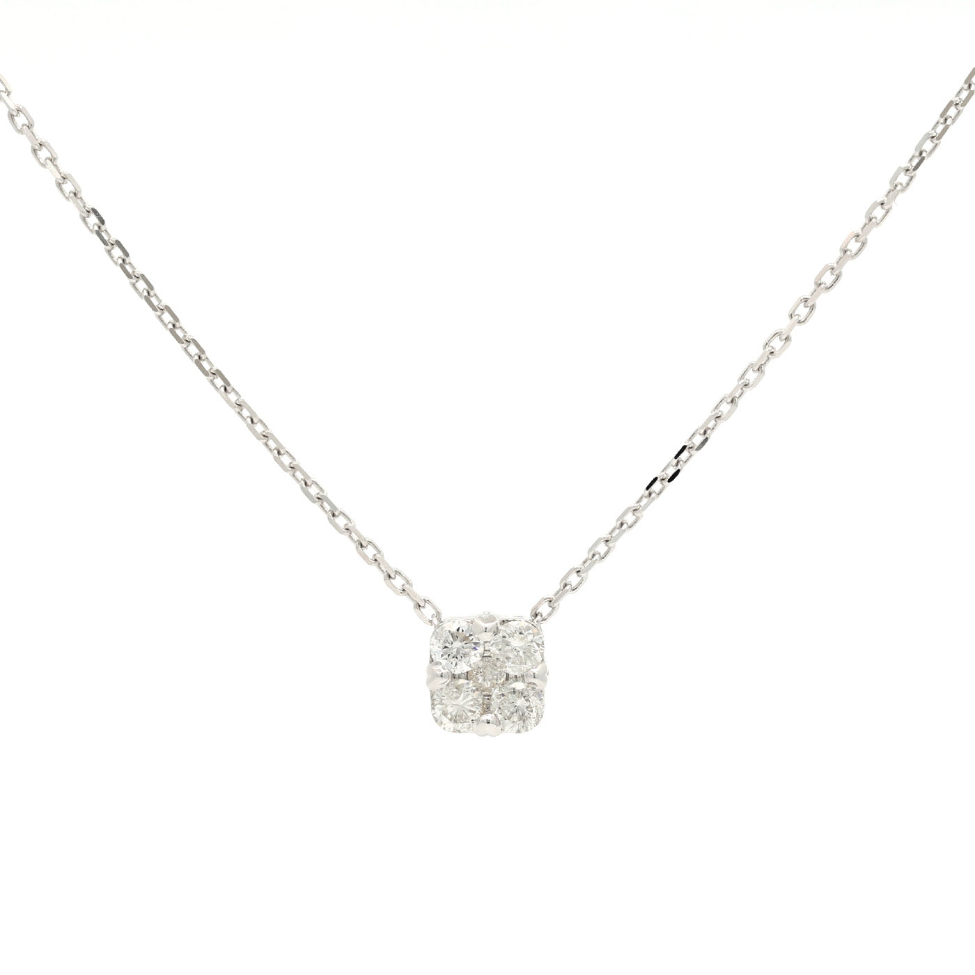18K gold Round Brilliant Diamond Pave Illusion Necklace 0.26ct tw. A00095 - FABER JEWELS