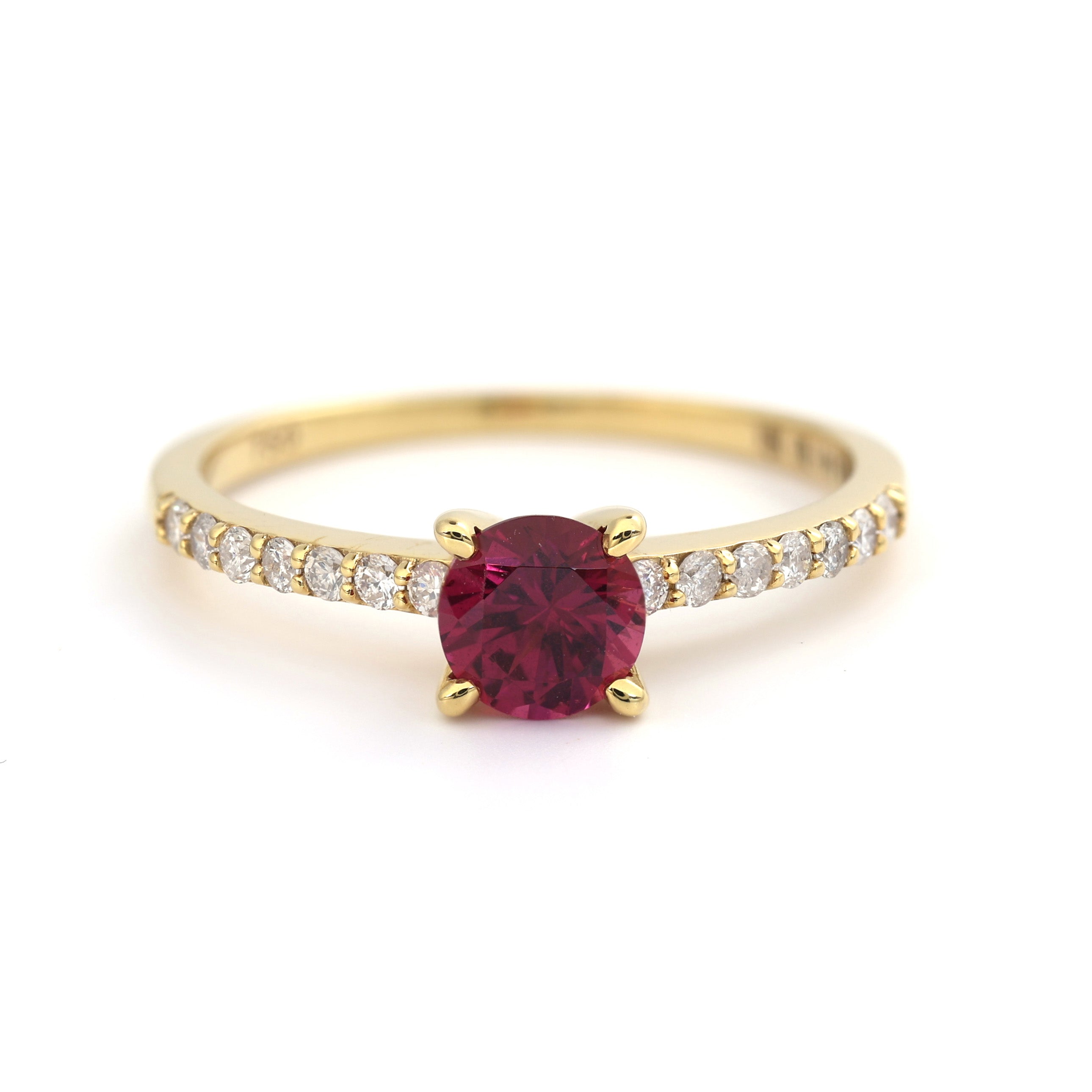 18K Gold rare Tanzania AAA Rhodolite Diamond Ring A00104 - FABER JEWELS
