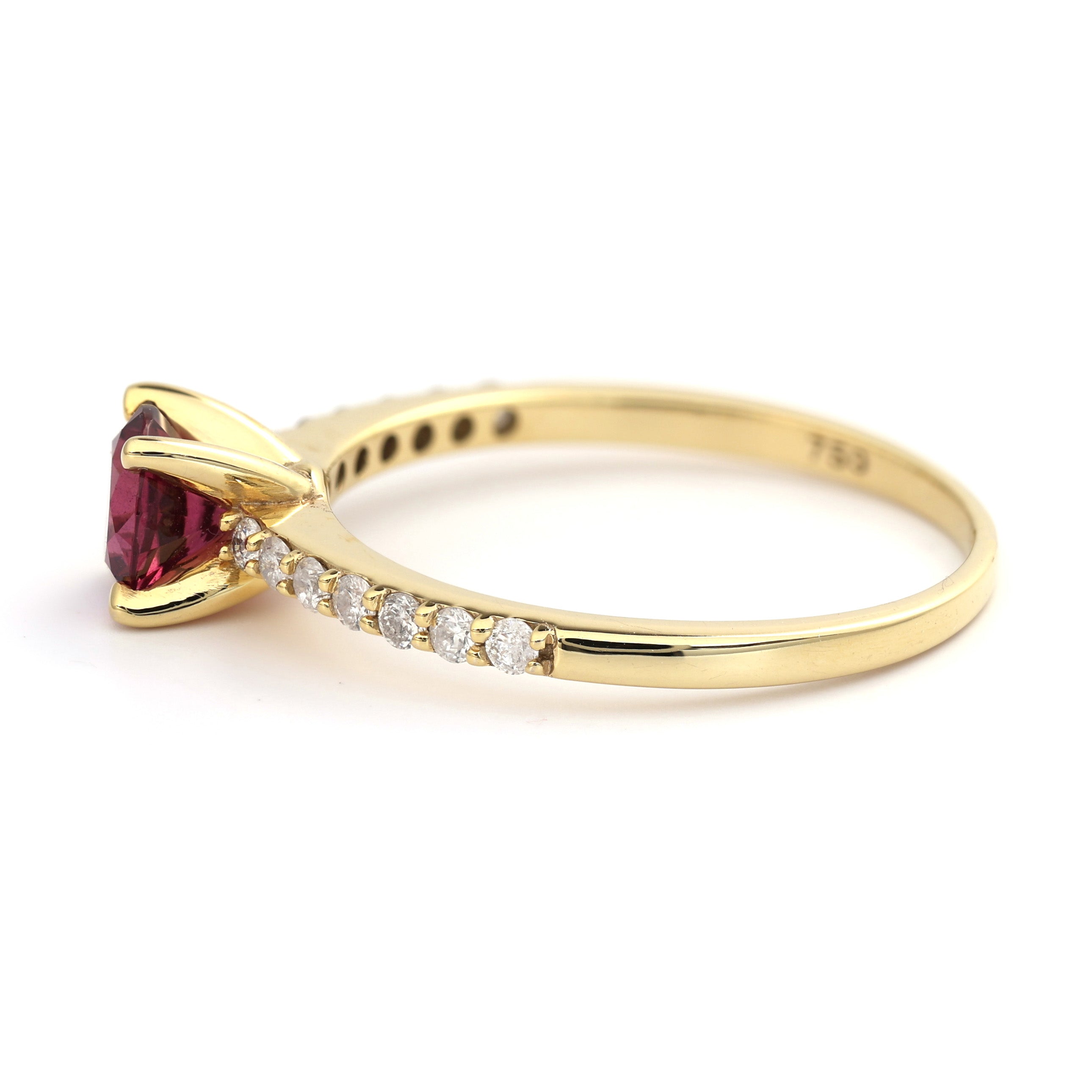 18K Gold rare Tanzania AAA Rhodolite Diamond Ring A00104 - FABER JEWELS