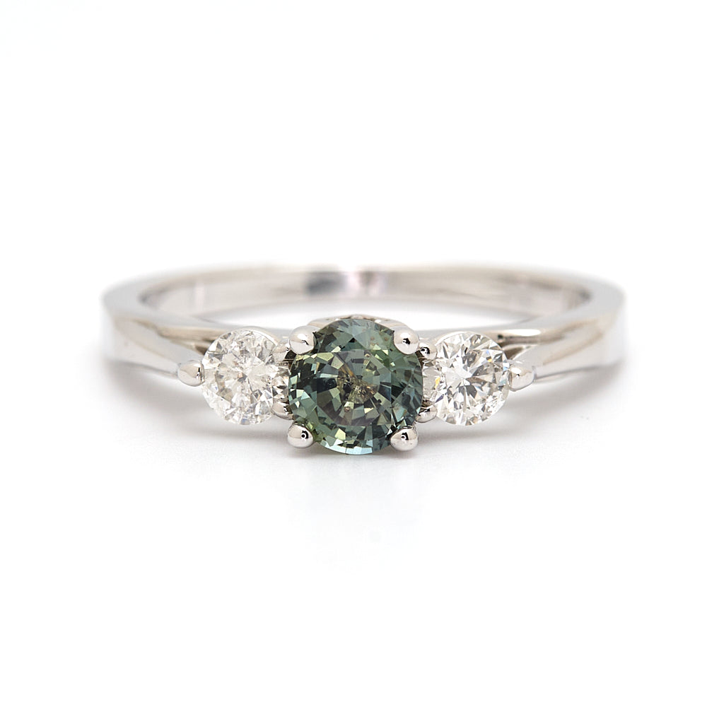 18K Gold Tanzanian Colour Change Sapphire Diamond Ring 0.49 ct CC0009 - FABER JEWELS