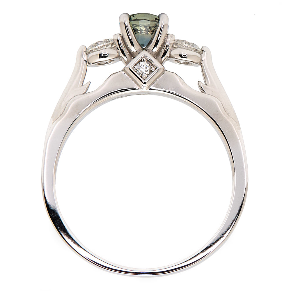 18K Gold Tanzanian Colour Change Sapphire Diamond Ring 0.49 ct CC0009 - FABER JEWELS