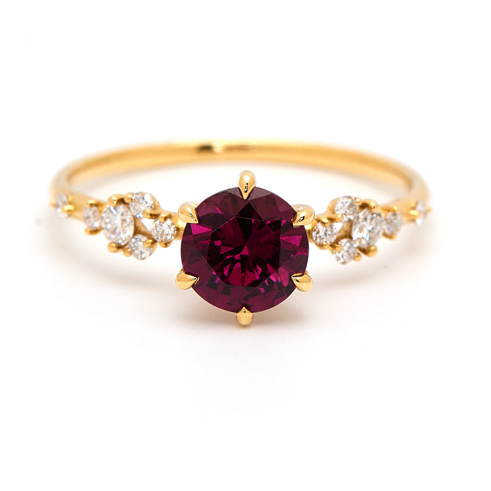 18K Gold Tanzanian Rhodolite Diamond Ring 1.04 ct CC0013 - FABER JEWELS