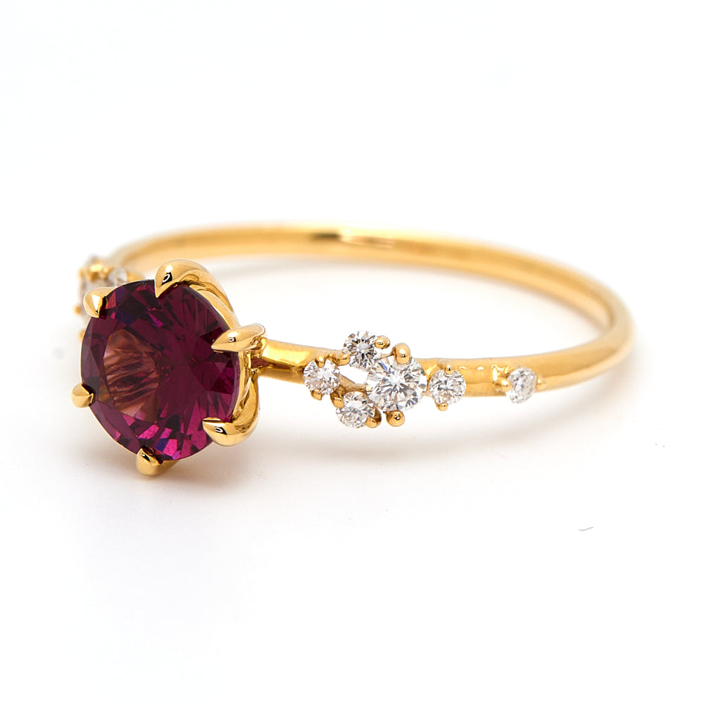 18K Gold Tanzanian Rhodolite Diamond Ring 1.04 ct CC0013 - FABER JEWELS