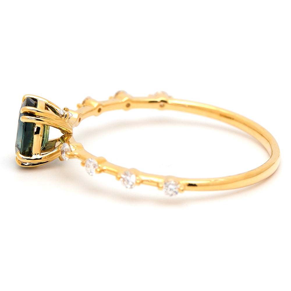 18K Gold Australian Parti Colour Sapphire Diamond Ring 0.66 ct CC0014 - FABER JEWELS