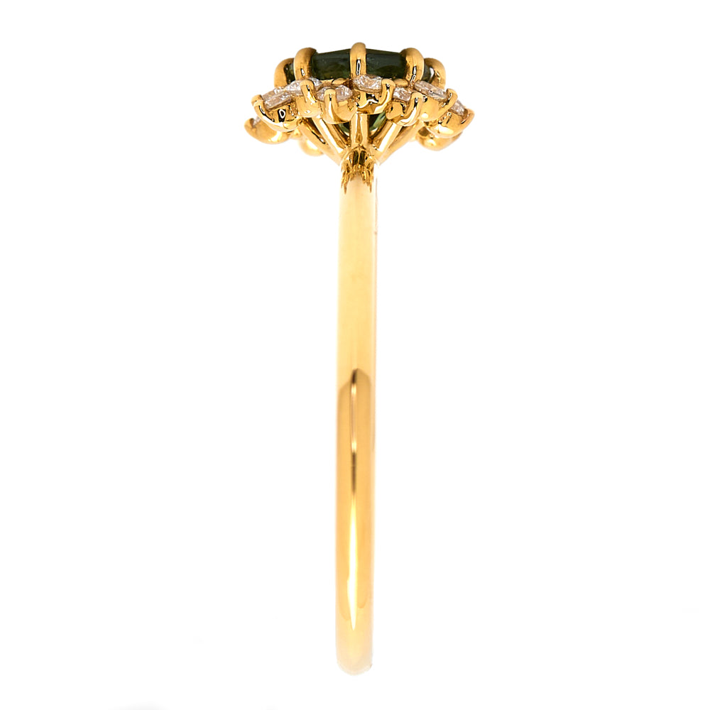18K Gold Australian Green Sapphire Diamond Ring 0.68 ct CC0018 - FABER JEWELS