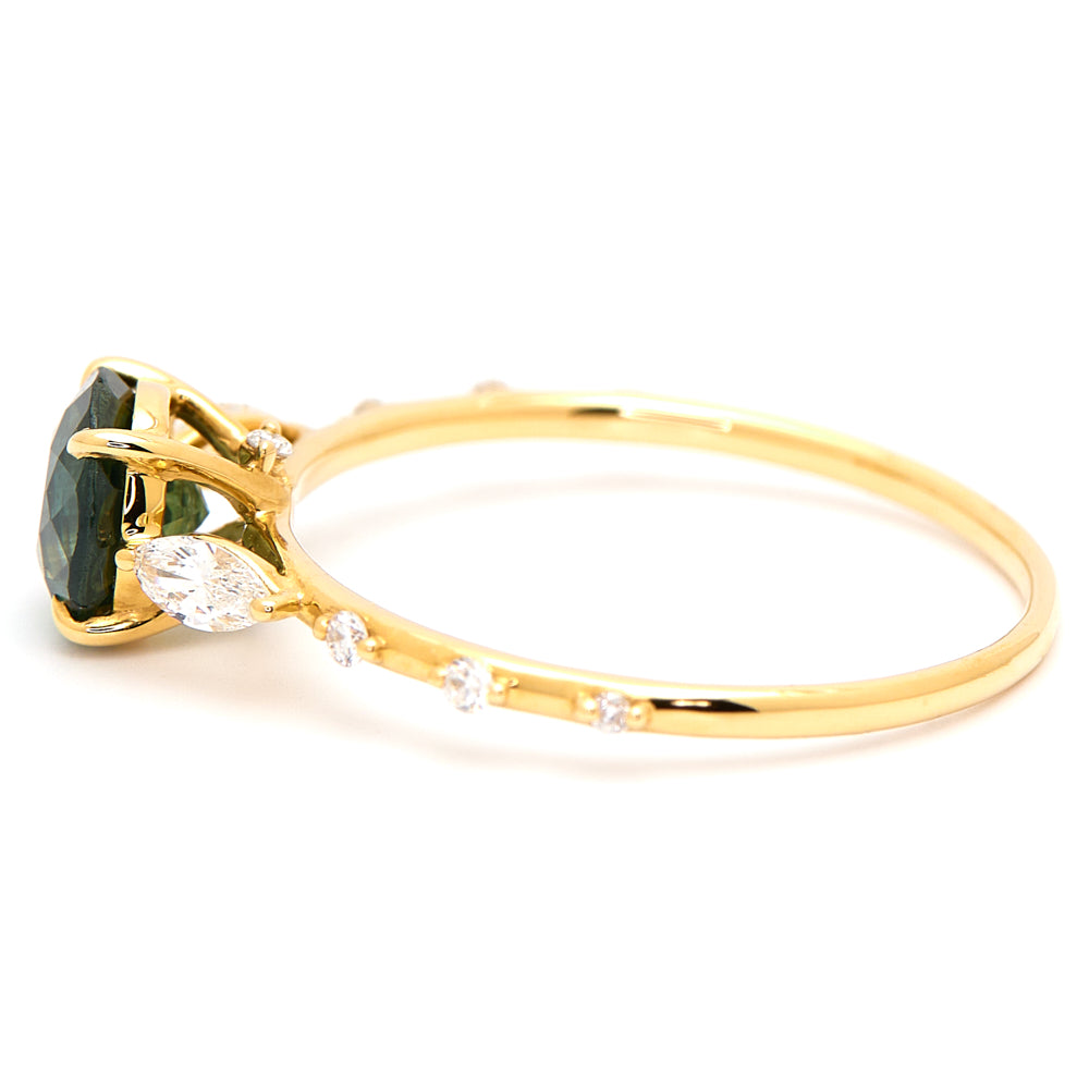 18K Gold Tanzanian Colour Change Sapphire Diamond Ring 1.32 ct CC0029 - FABER JEWELS