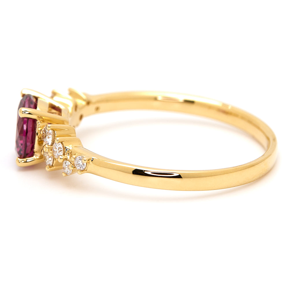 18K Gold Tanzanian Rhodolite Diamond Ring 0.89 ct CC0035 - FABER JEWELS