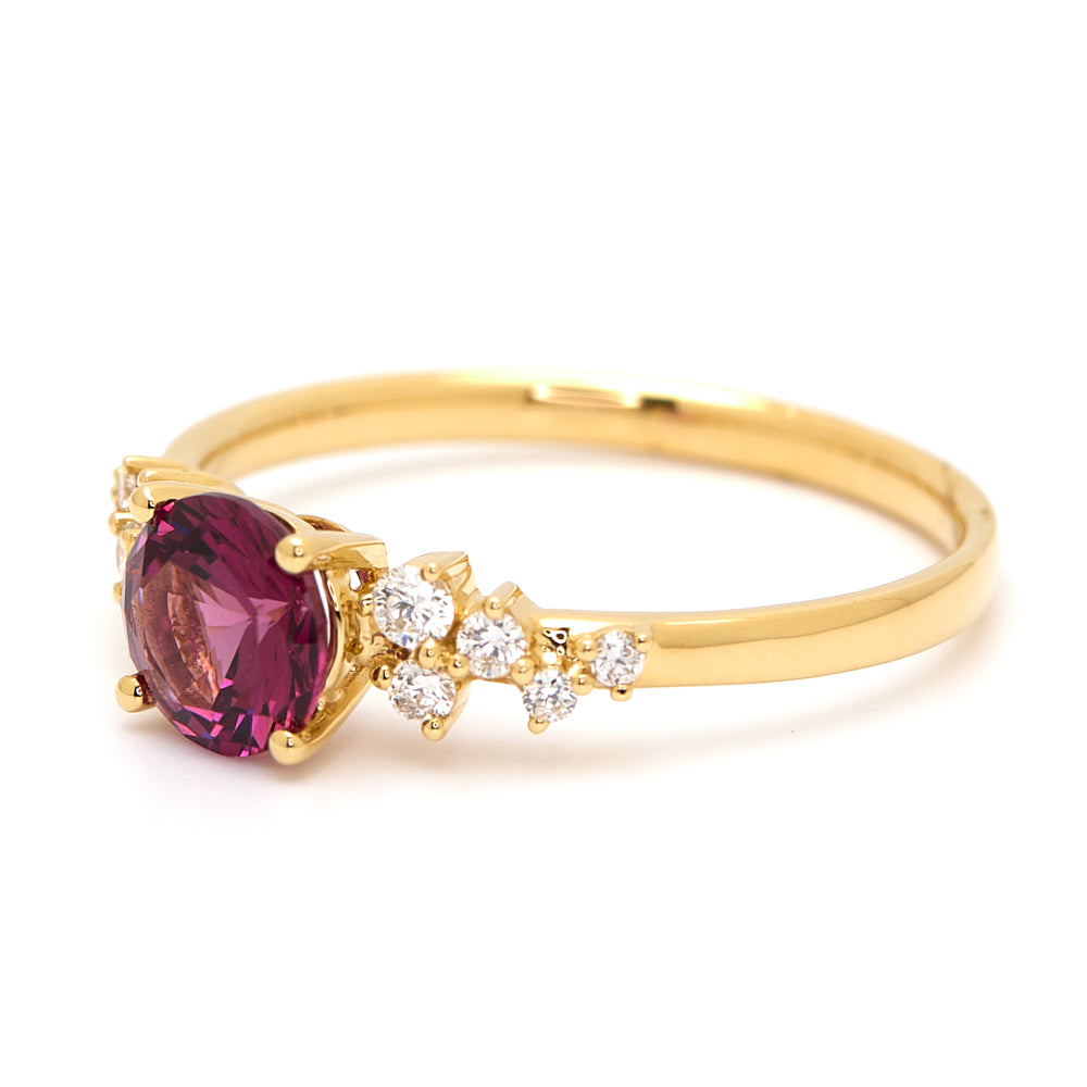 18K Gold Tanzanian Rhodolite Diamond Ring 0.89 ct CC0035 - FABER JEWELS