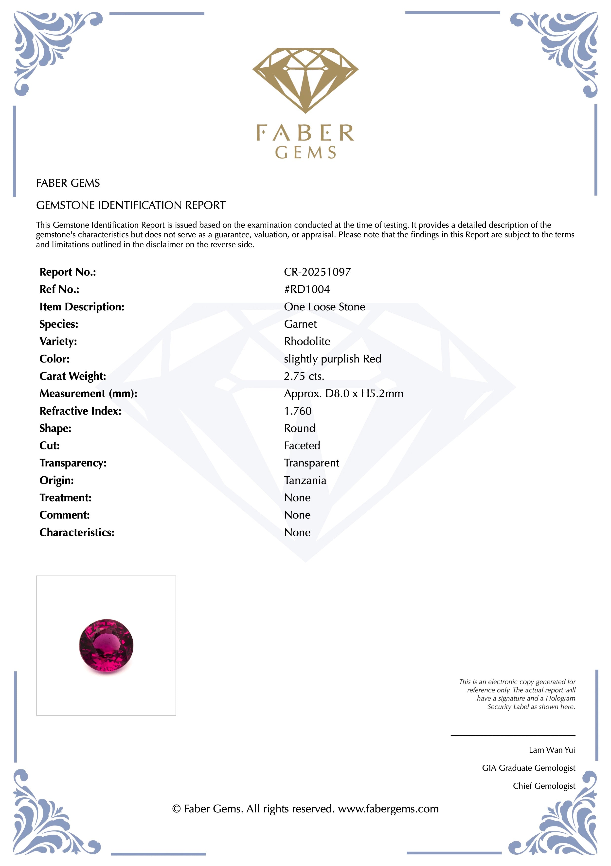2.75ct. Rare Tanzanian Rhodolite #RD1004 - FABER JEWELS