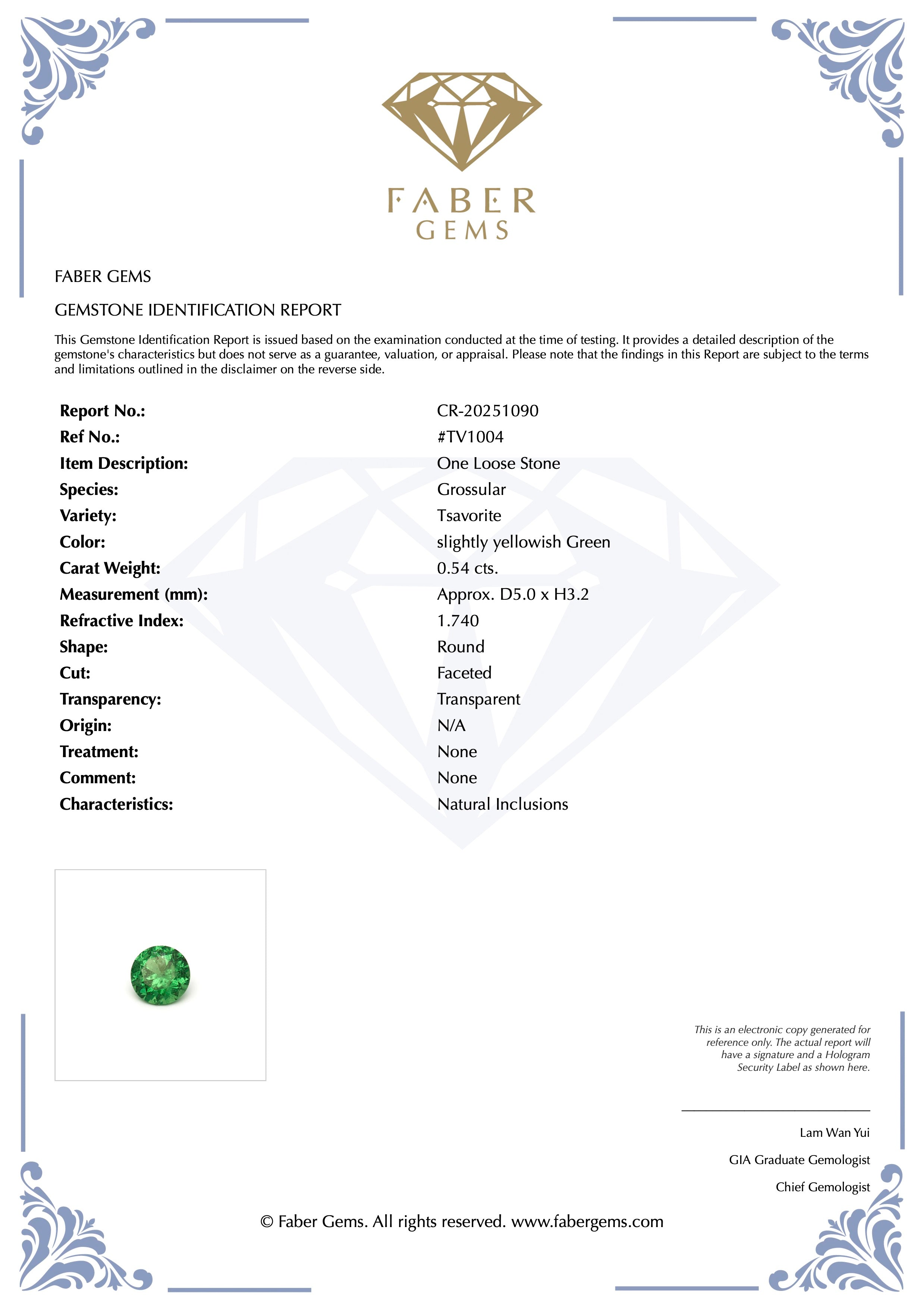 0.54 ct. Rare Tanzanian Tsavorite #TV1004