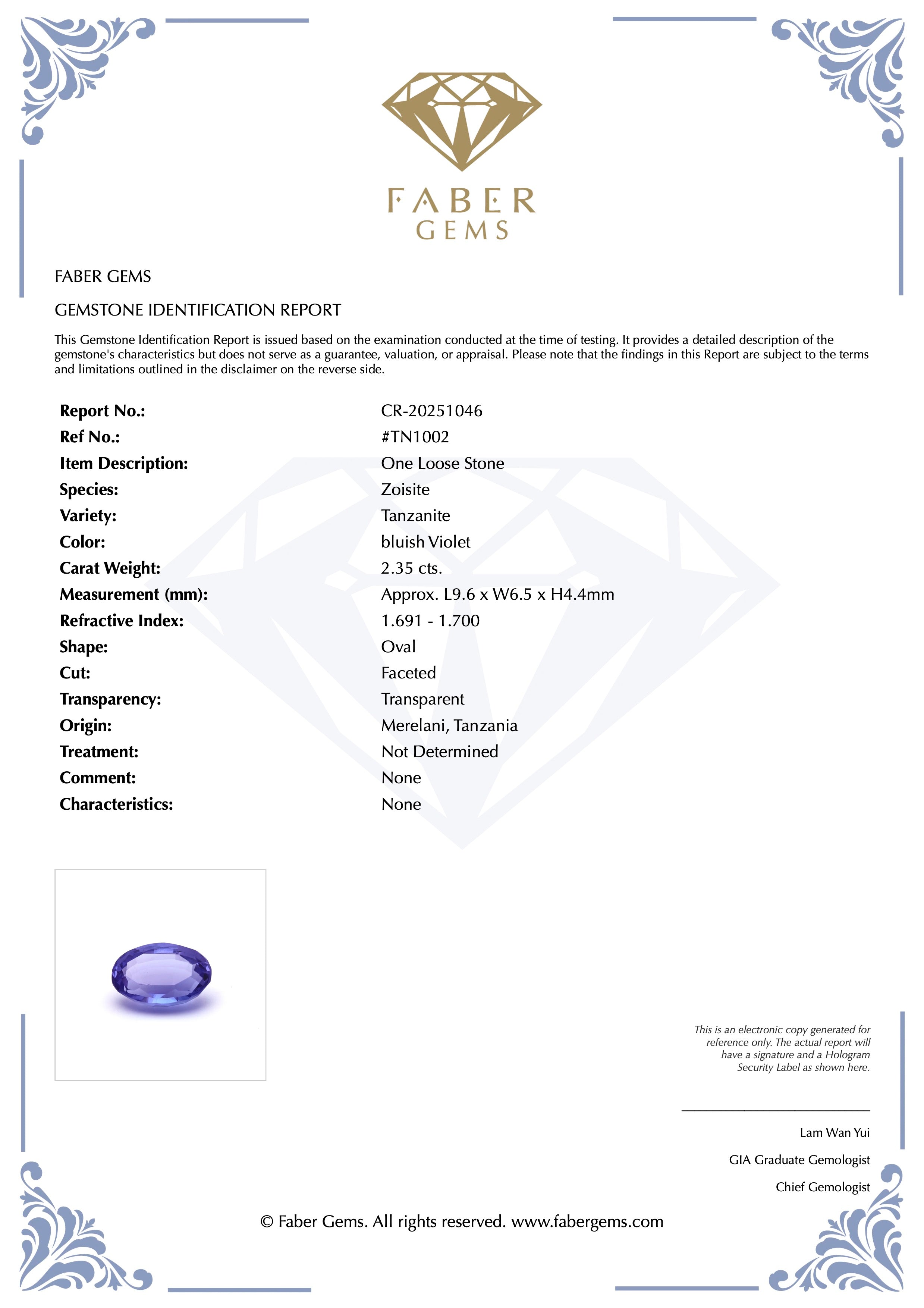 2.35ct. Tanzanite #TN1002 - FABER JEWELS