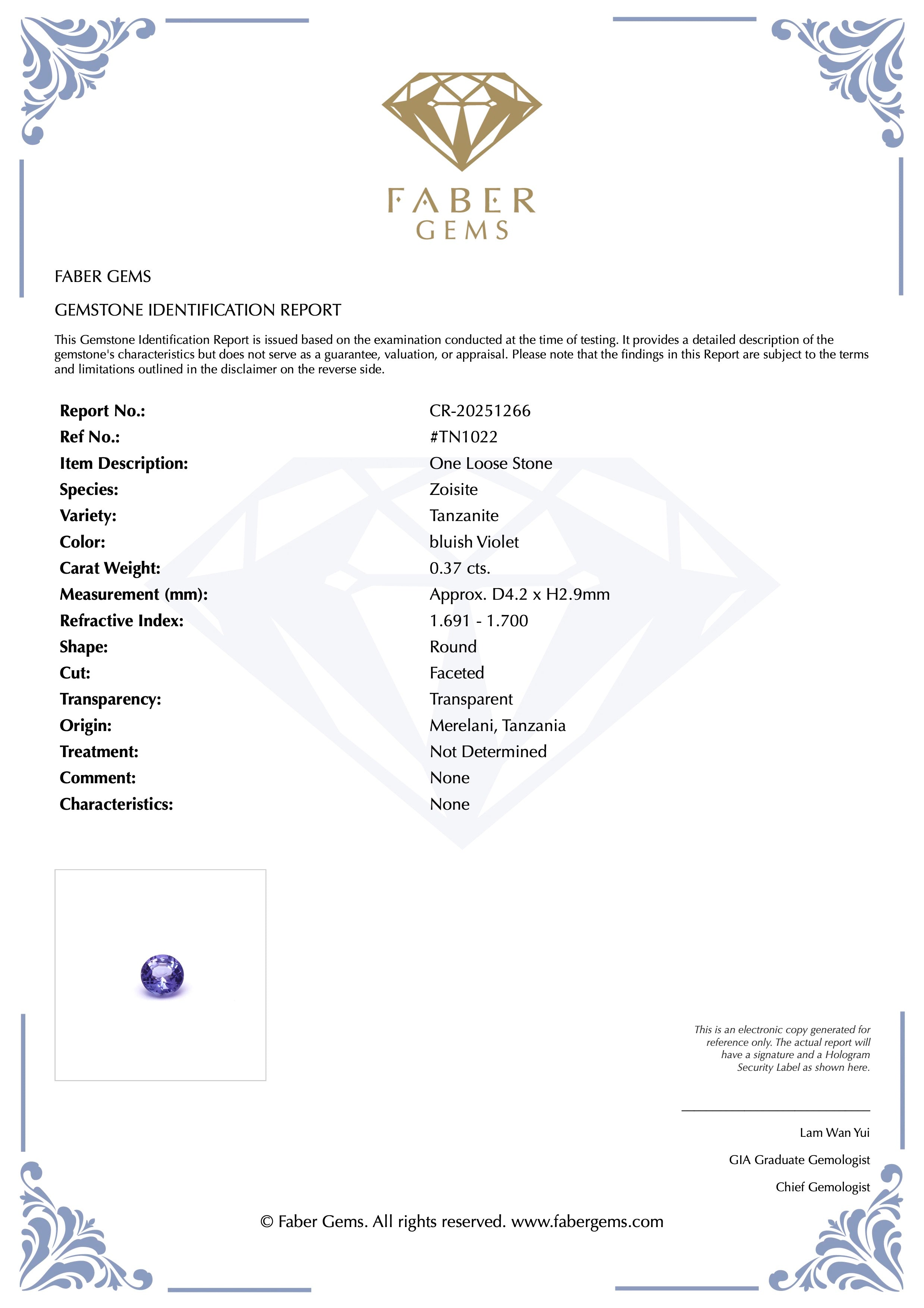 0.37ct. Tanzanite #TN1022 - FABER JEWELS