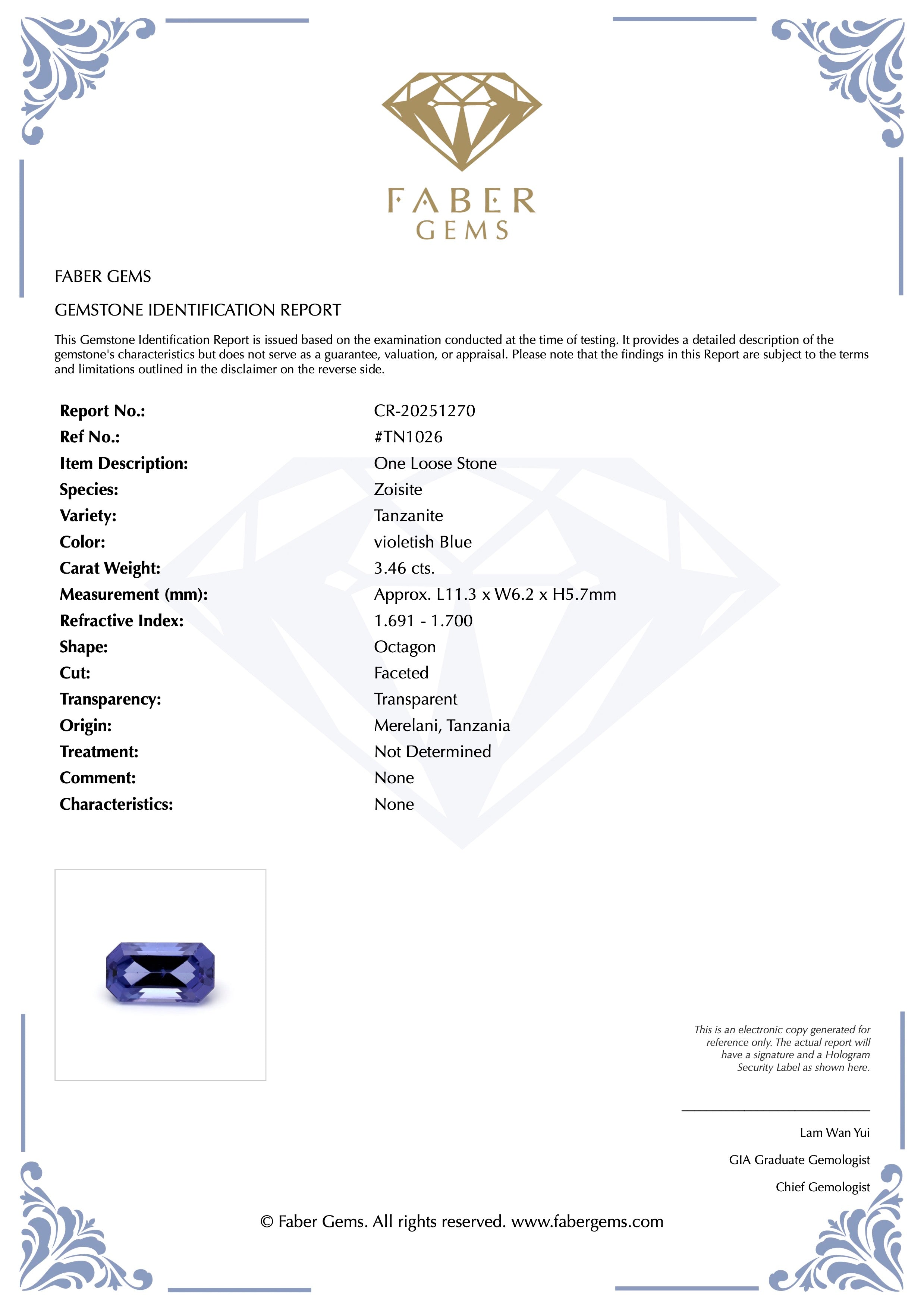 3.46ct. Tanzanite #TN1026 - FABER JEWELS