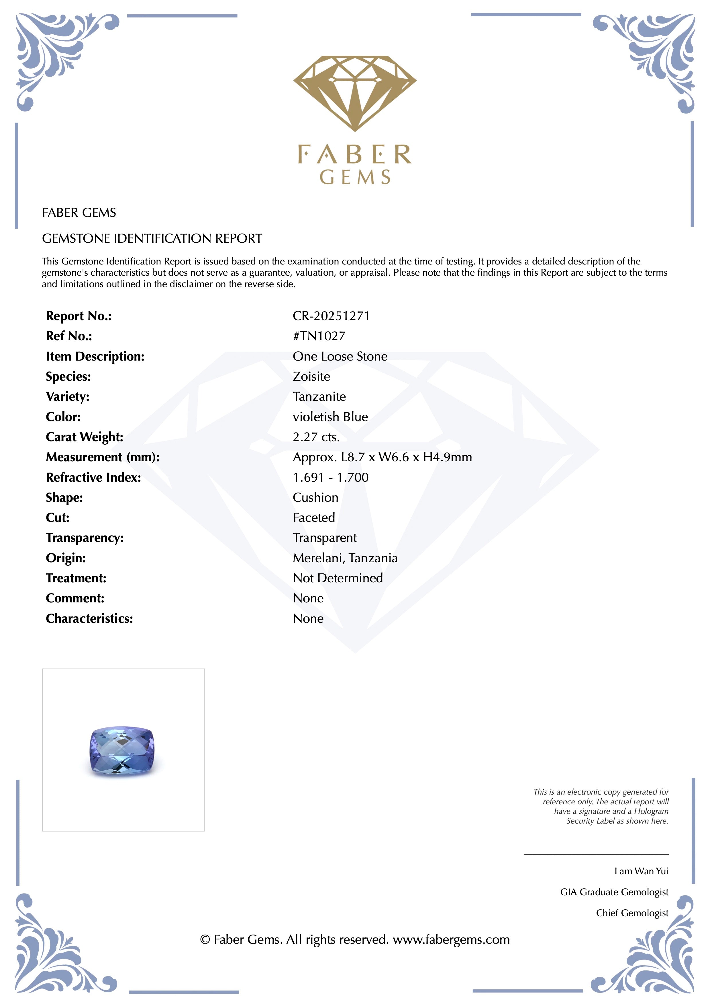 2.27ct. Tanzanite #TN1027 - FABER JEWELS