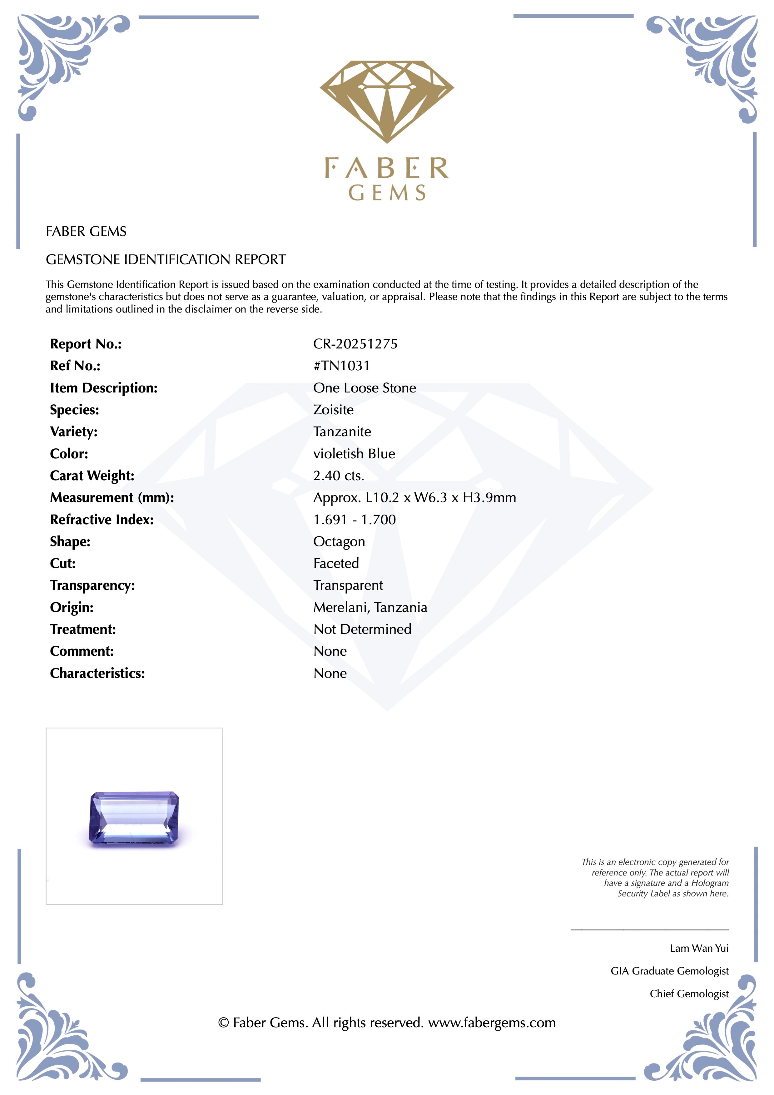 2.40ct. Tanzanite #TN1031 - FABER JEWELS