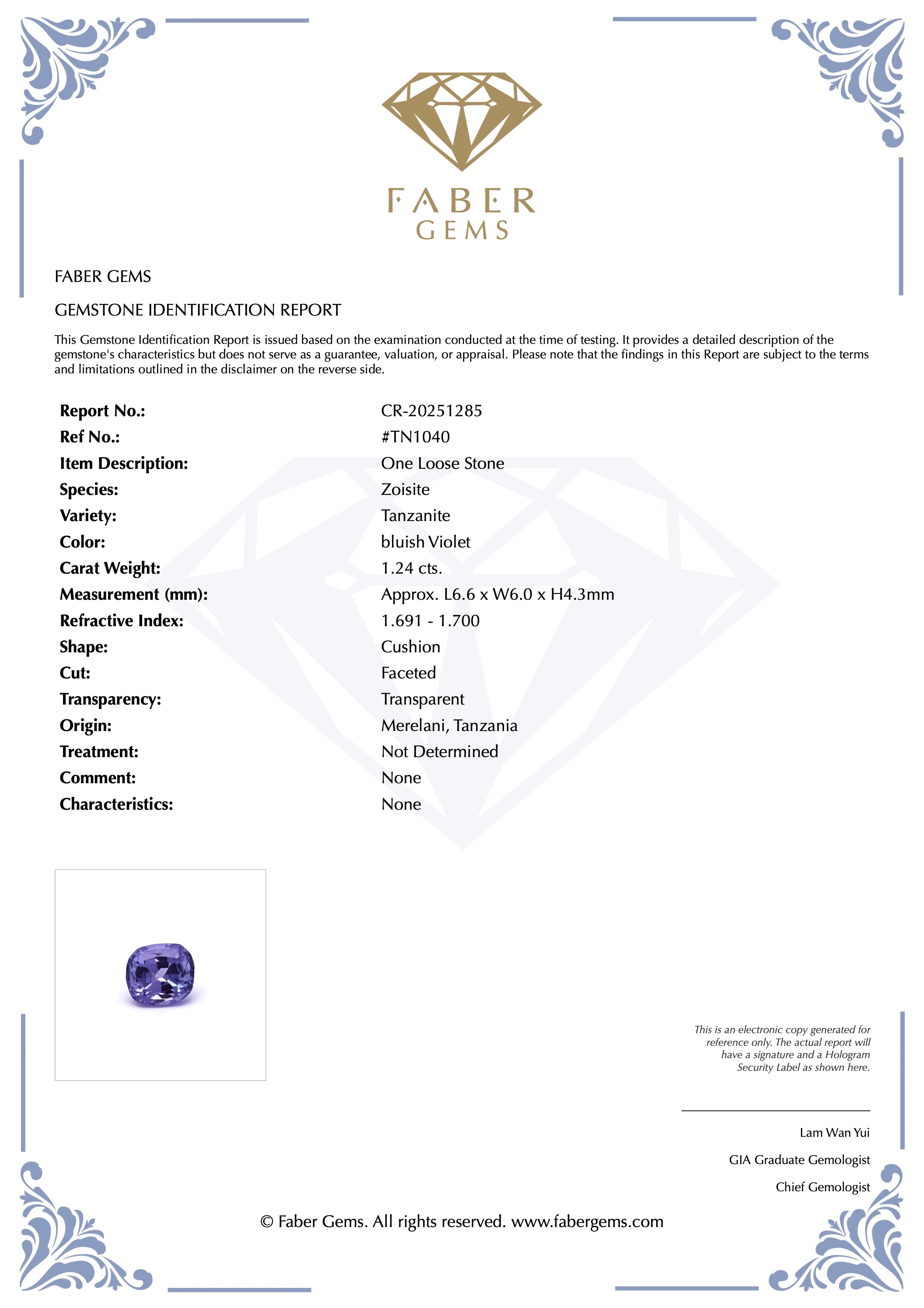 1.24ct. Tanzanite #TN1040 - FABER JEWELS
