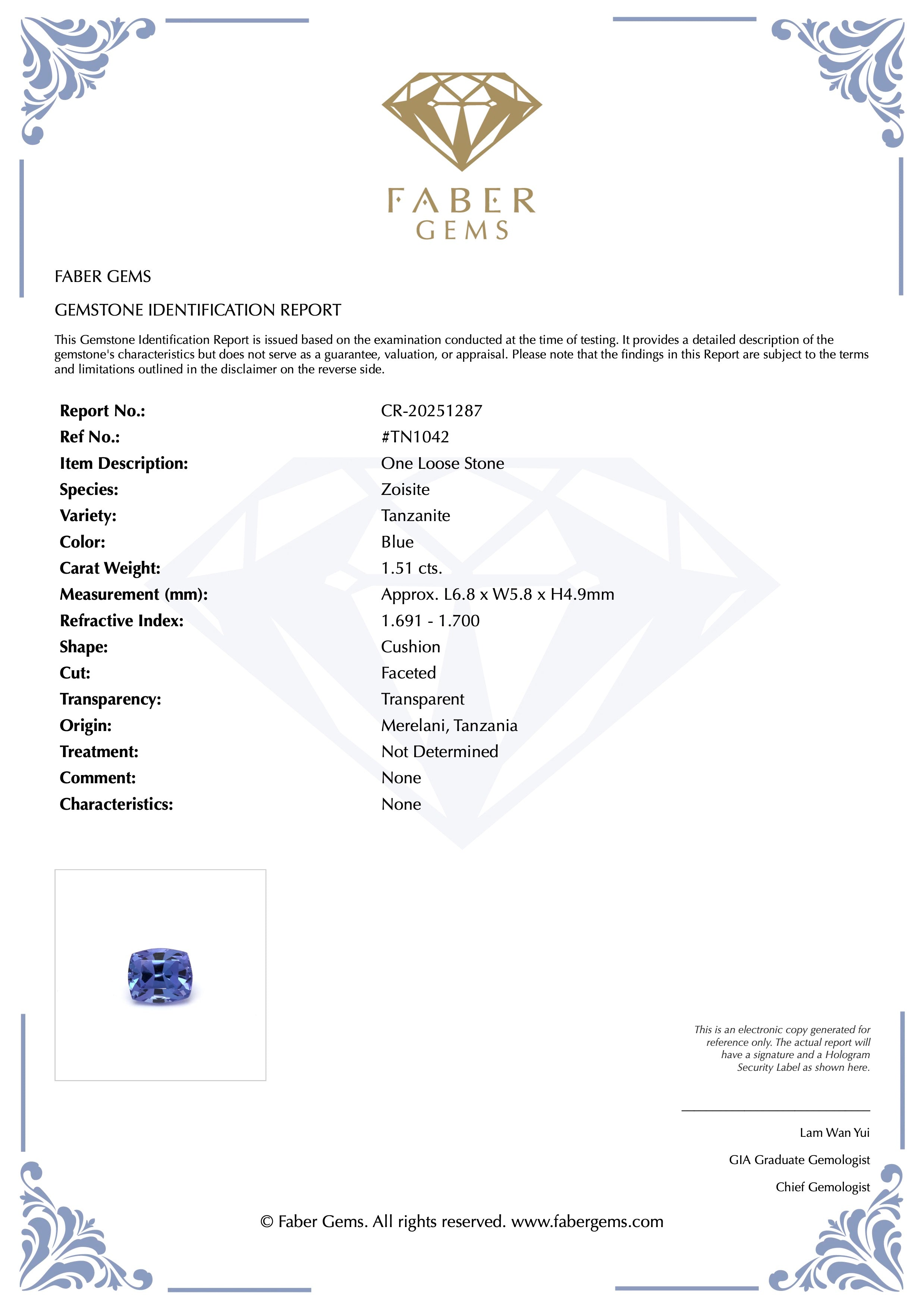 1.51ct. Tanzanite #TN1042 - FABER JEWELS