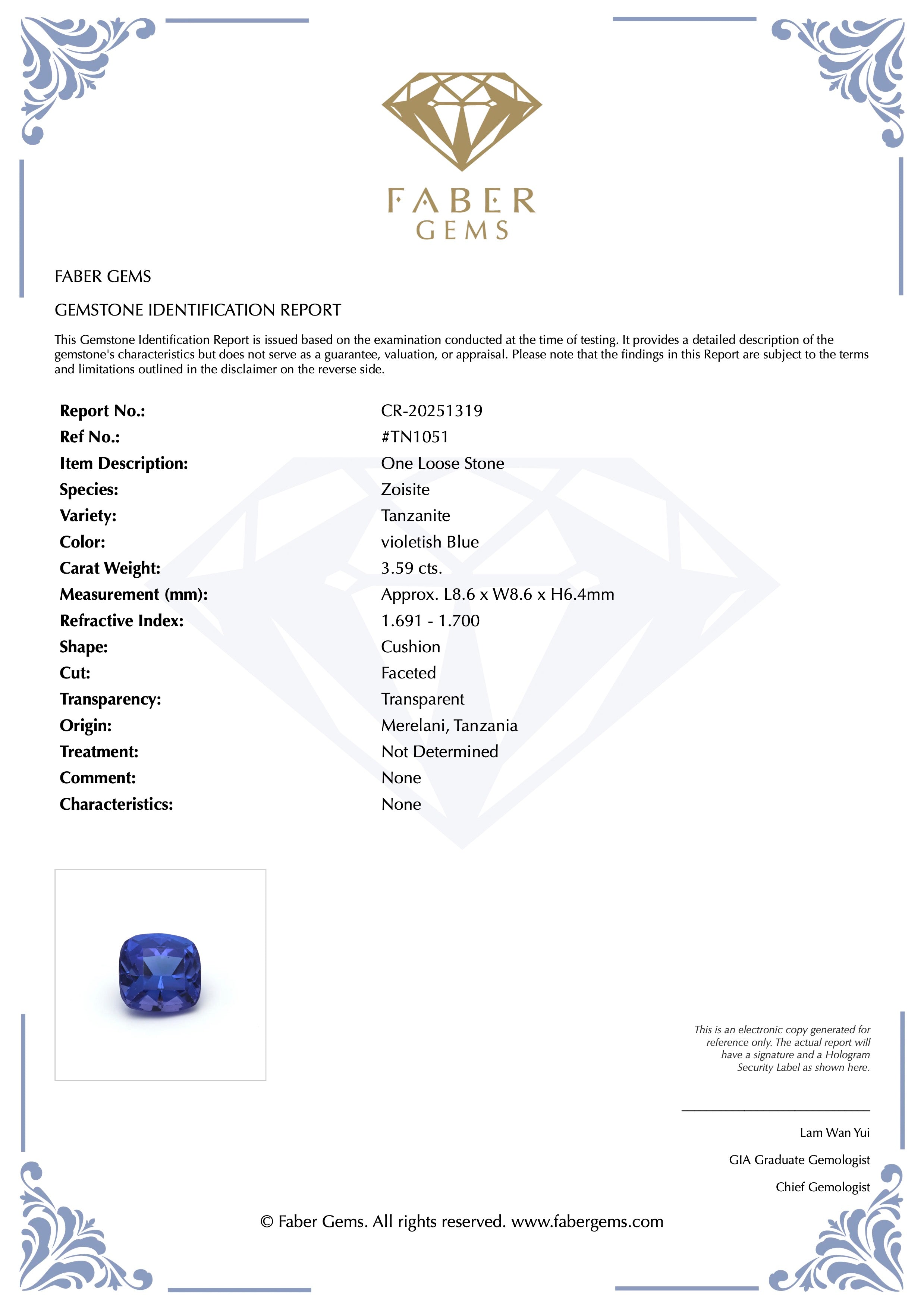 3.59ct. Tanzanite #TN1051 - FABER JEWELS