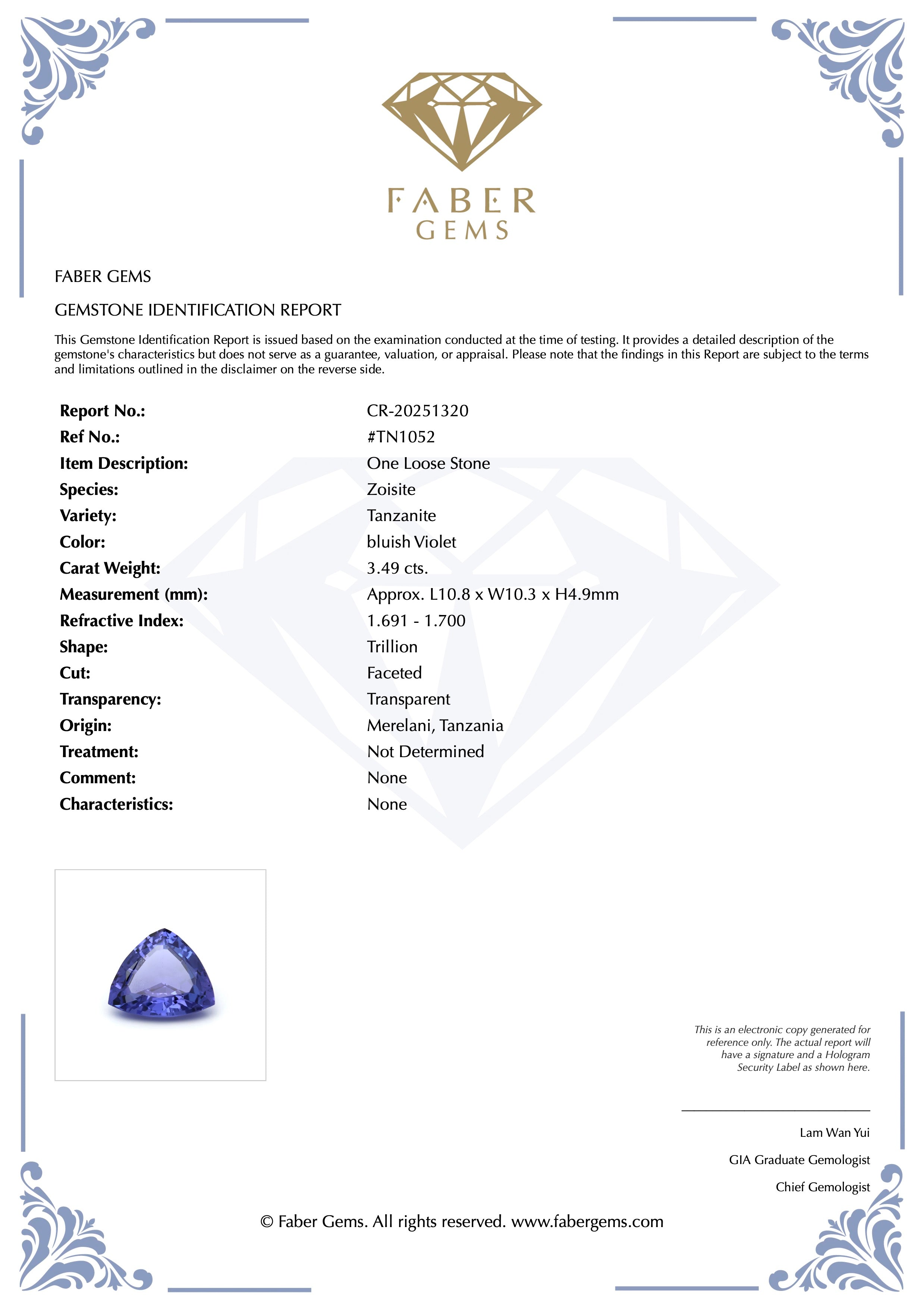 3.49ct. Tanzanite #TN1052 - FABER JEWELS