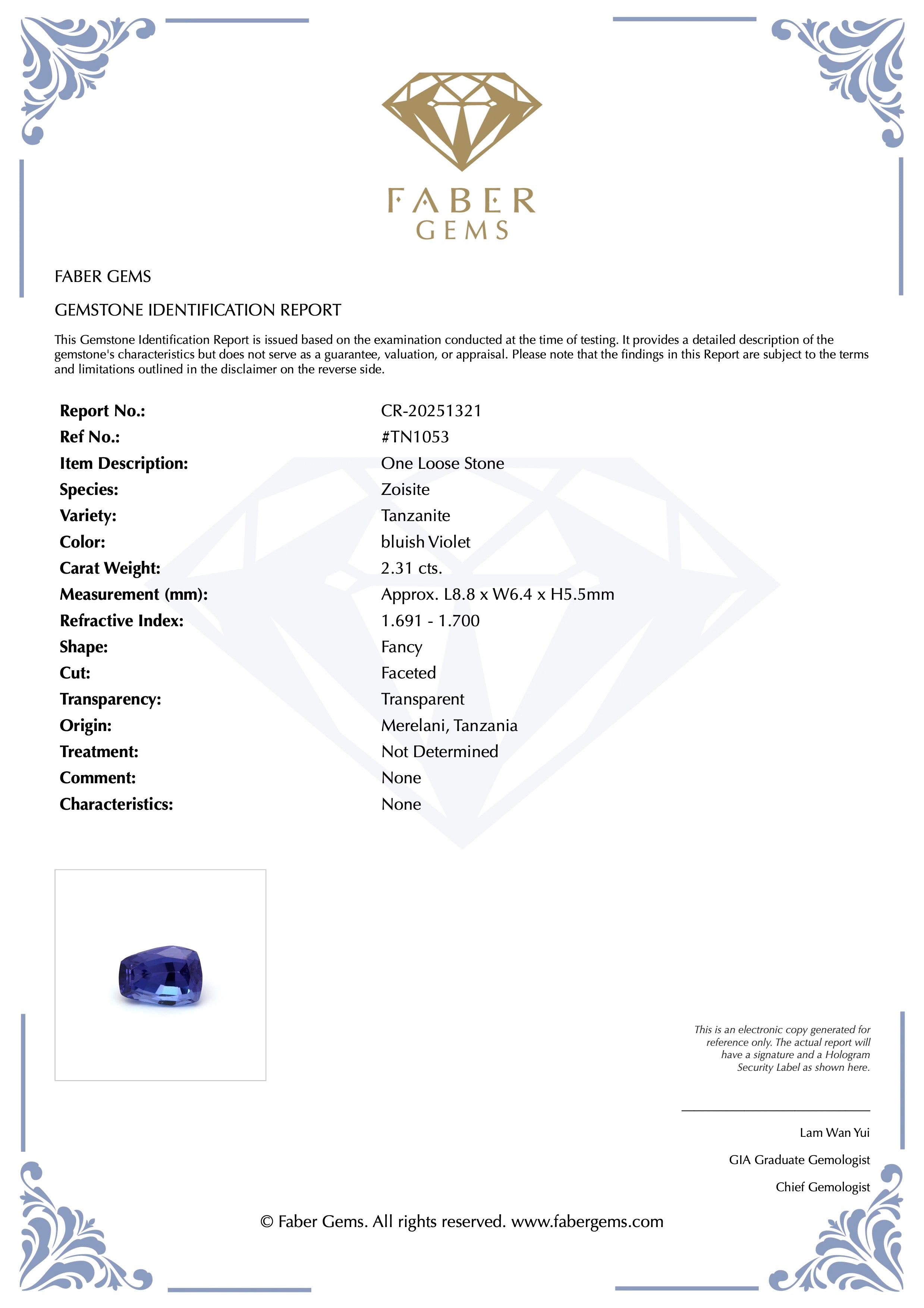 2.31ct. Tanzanite #TN1053 - FABER JEWELS