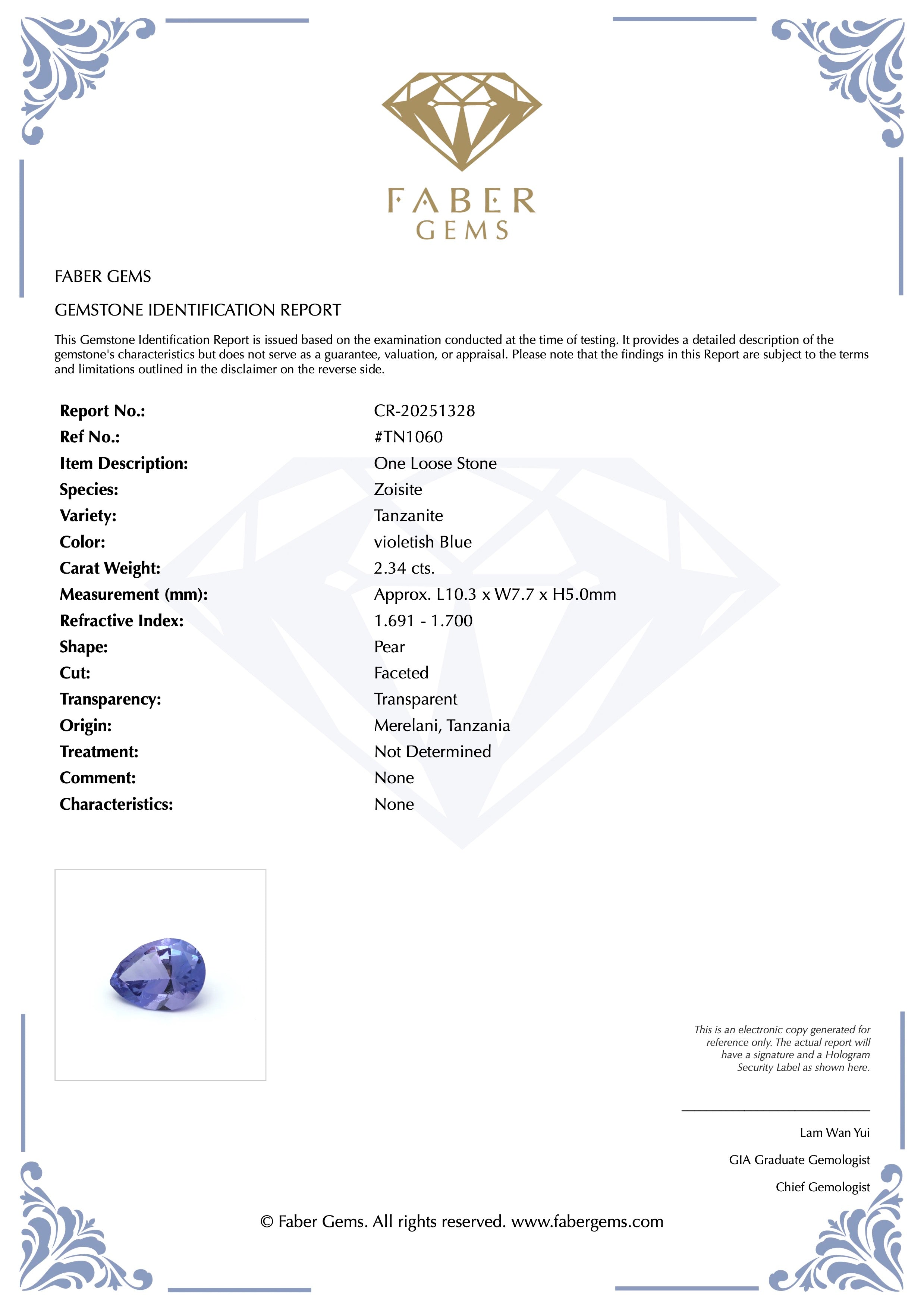 2.34ct. Tanzanite #TN1060 - FABER JEWELS