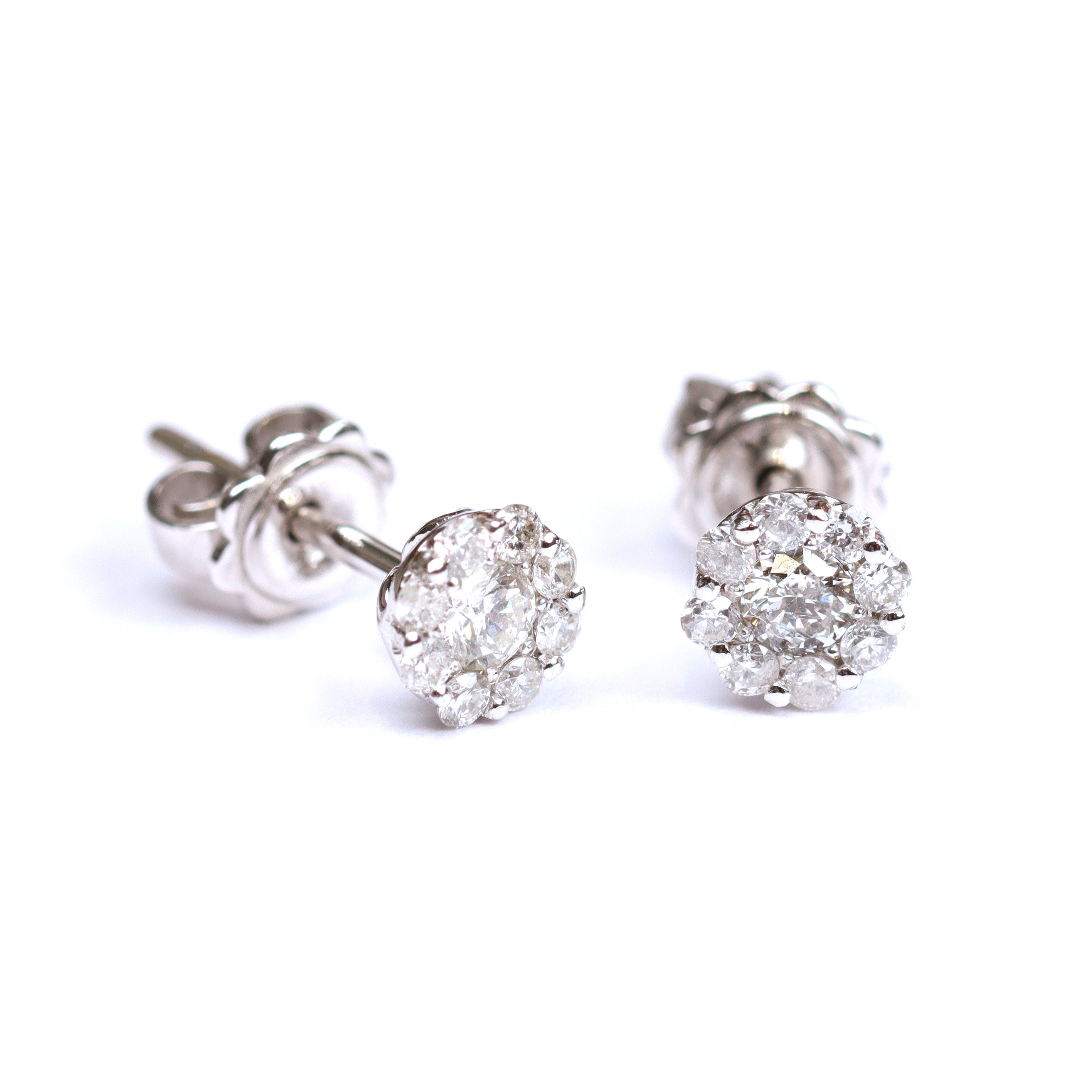 18K round brilliant diamond mini Halo earrings 0.28ct tw. A00147 - FABER JEWELS