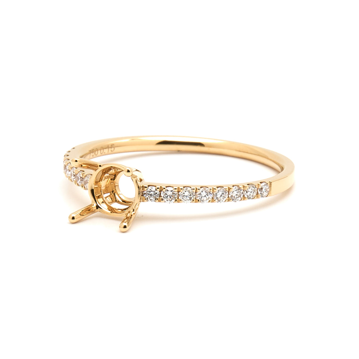 18K Gold Natural Diamond Linea ring mount RM1003 t.c.w. 0.15ct