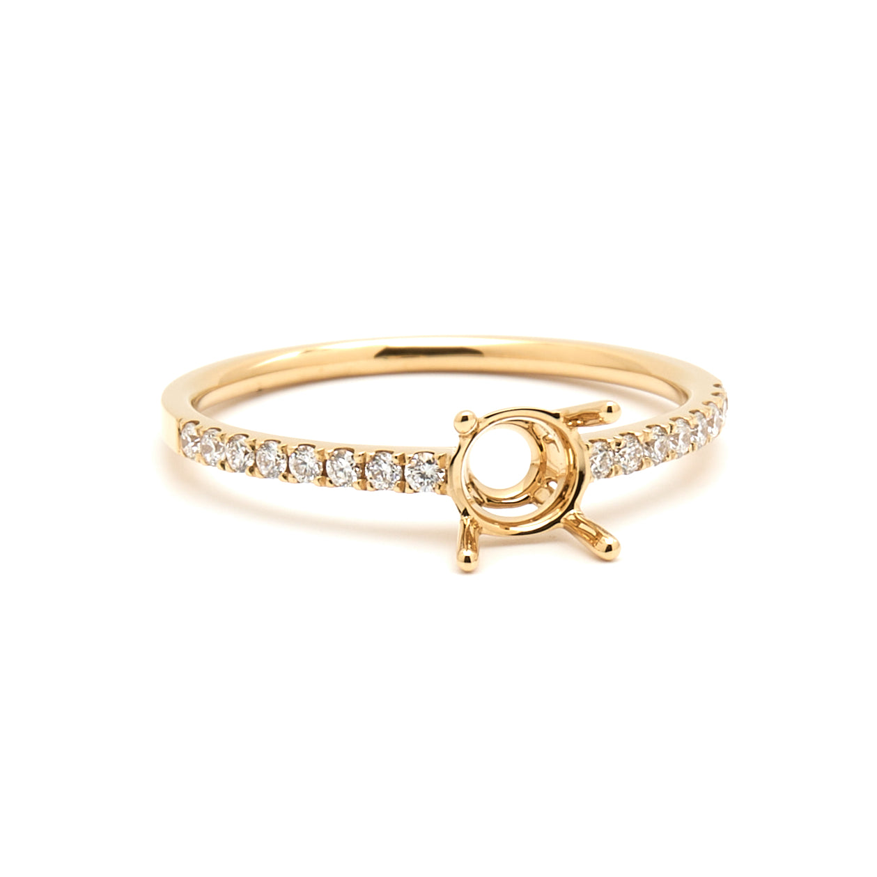 18K Gold Natural Diamond Linea ring mount MR009 - RM1003 t.c.w. 0.15ct - FABER JEWELS