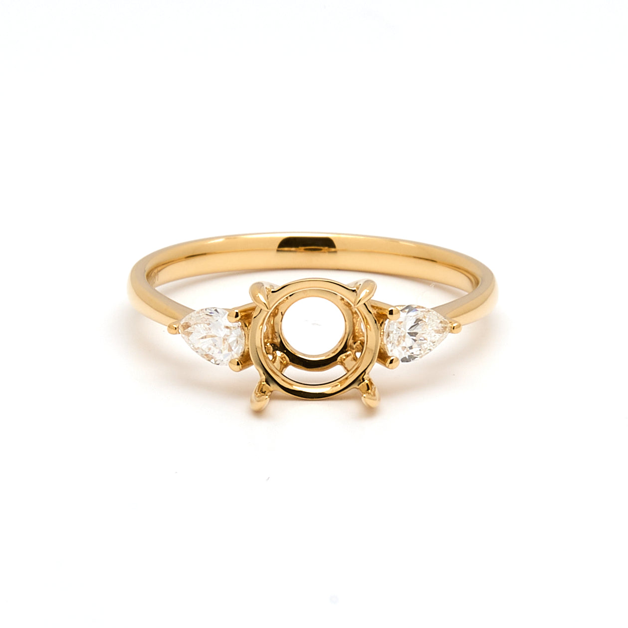 18K Gold Natural Diamond Teardrop Muse Ring Mount MR004 - RM1153 - FABER JEWELS