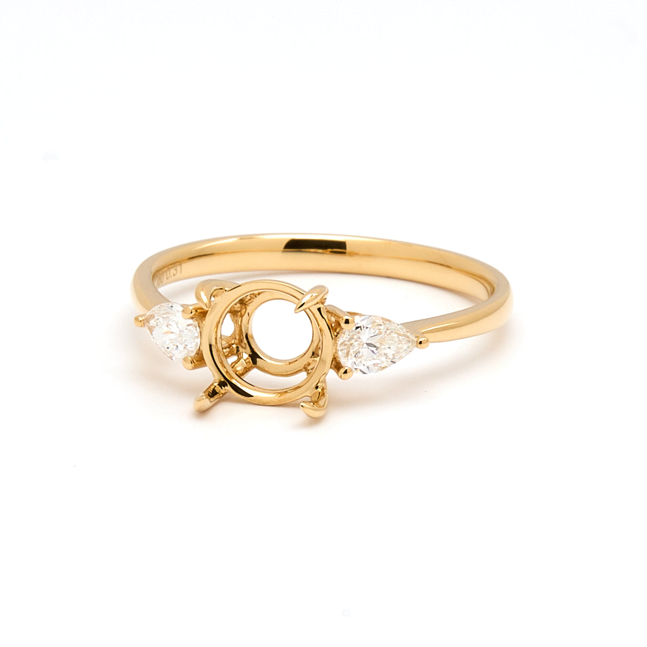 18K Gold Natural Diamond Teardrop Muse Ring Mount MR004 - RM1153 - FABER JEWELS