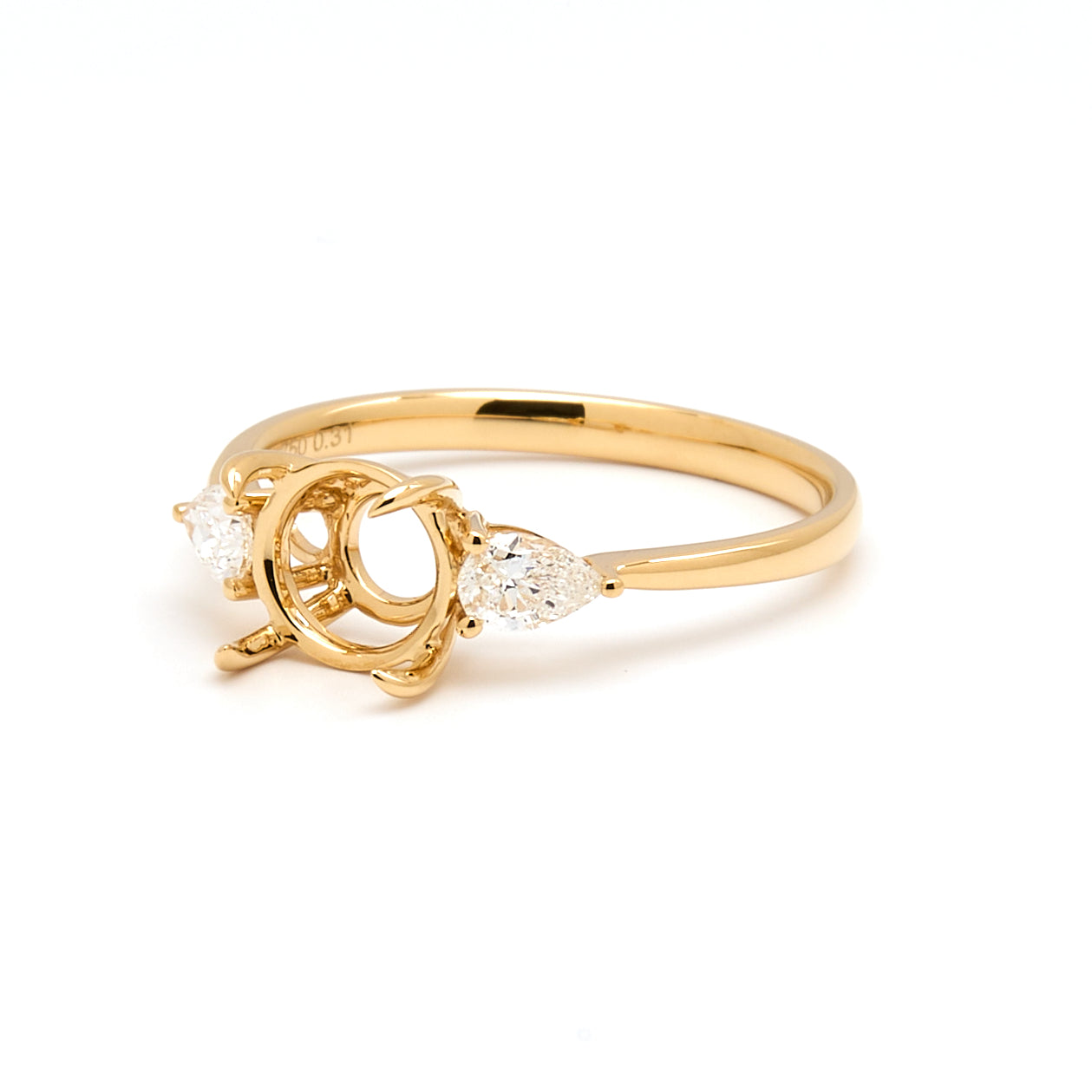 18K Gold Natural Diamond Teardrop Muse Ring Mount MR004 - RM1153 - FABER JEWELS