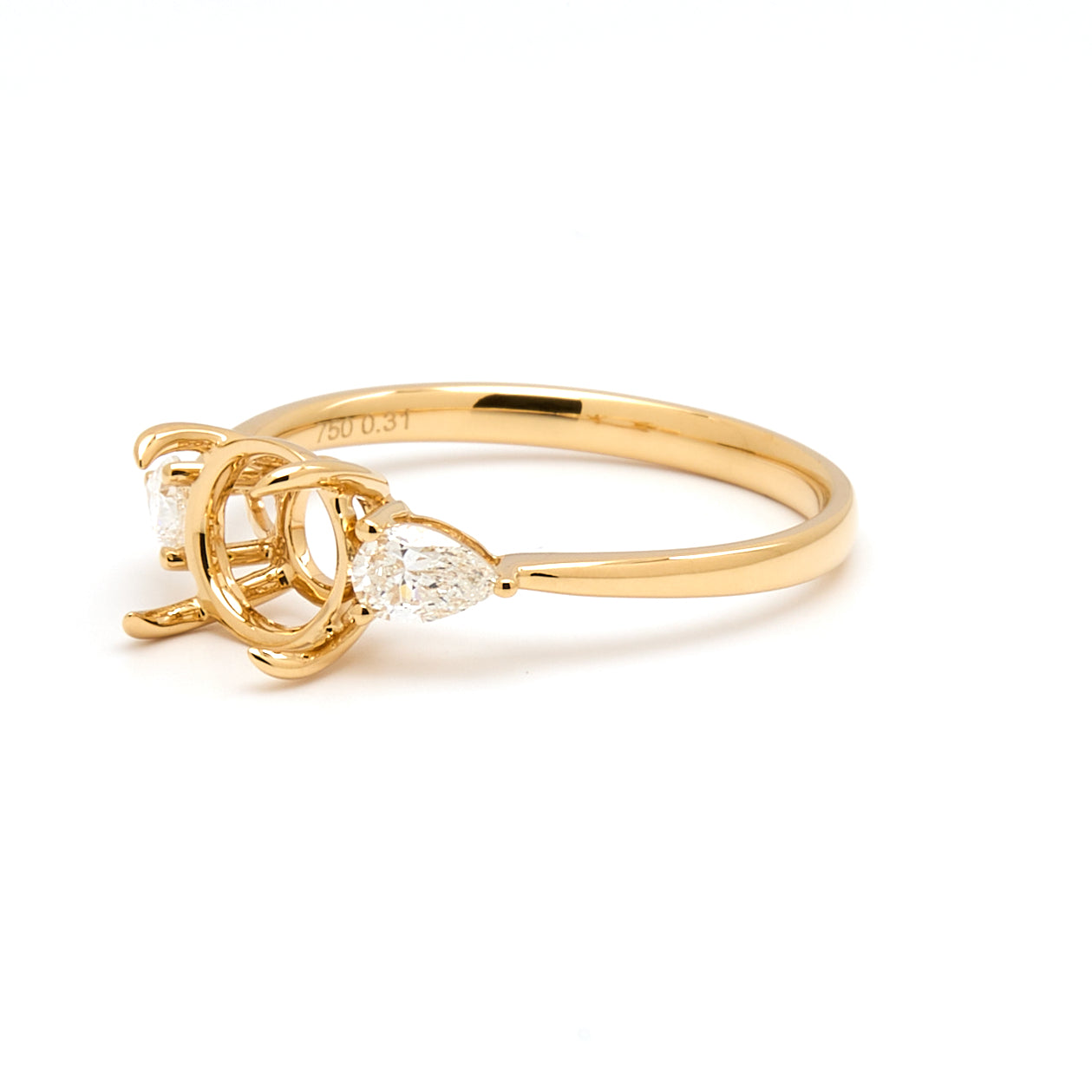 18K Gold Natural Diamond Teardrop Muse Ring Mount MR004 - RM1153 - FABER JEWELS