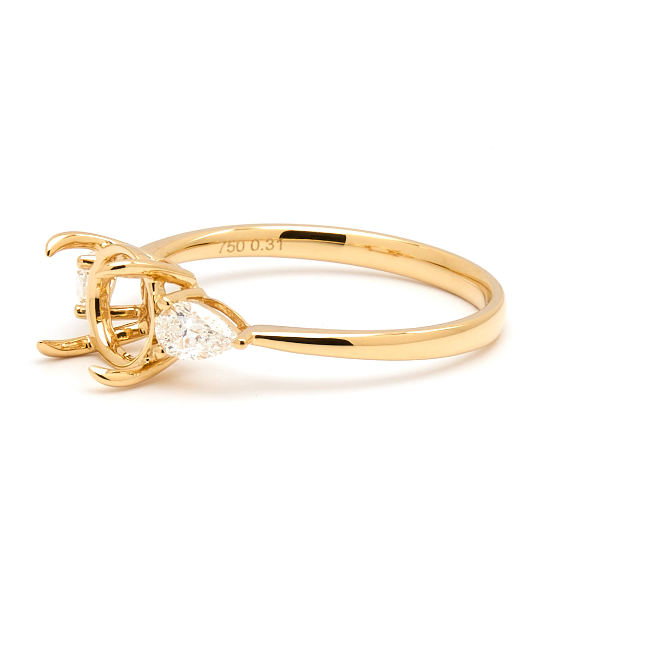 18K Gold Natural Diamond Teardrop Muse Ring Mount MR004 - RM1153 - FABER JEWELS