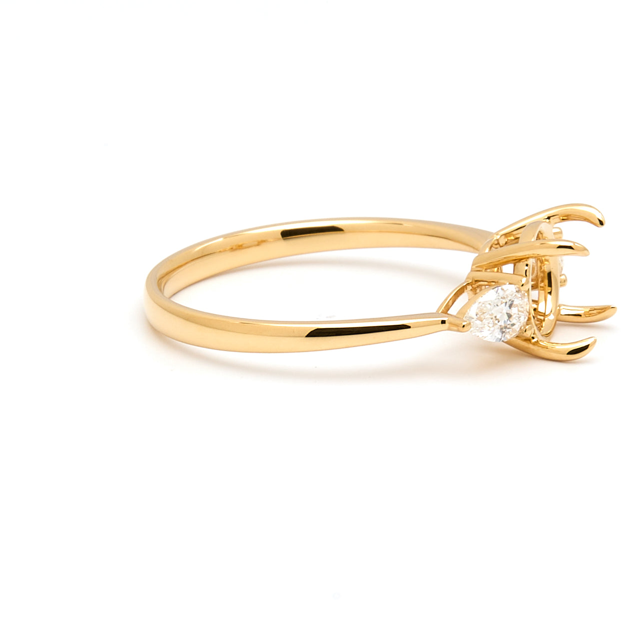 18K Gold Natural Diamond Teardrop Muse Ring Mount MR004 - RM1153 - FABER JEWELS