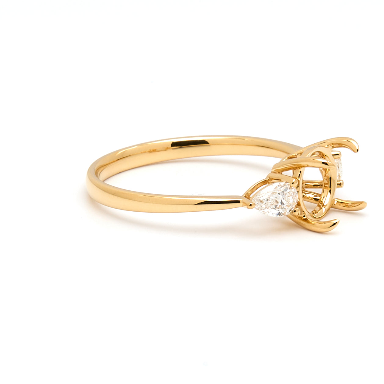 18K Gold Natural Diamond Teardrop Muse Ring Mount MR004 - RM1153 - FABER JEWELS