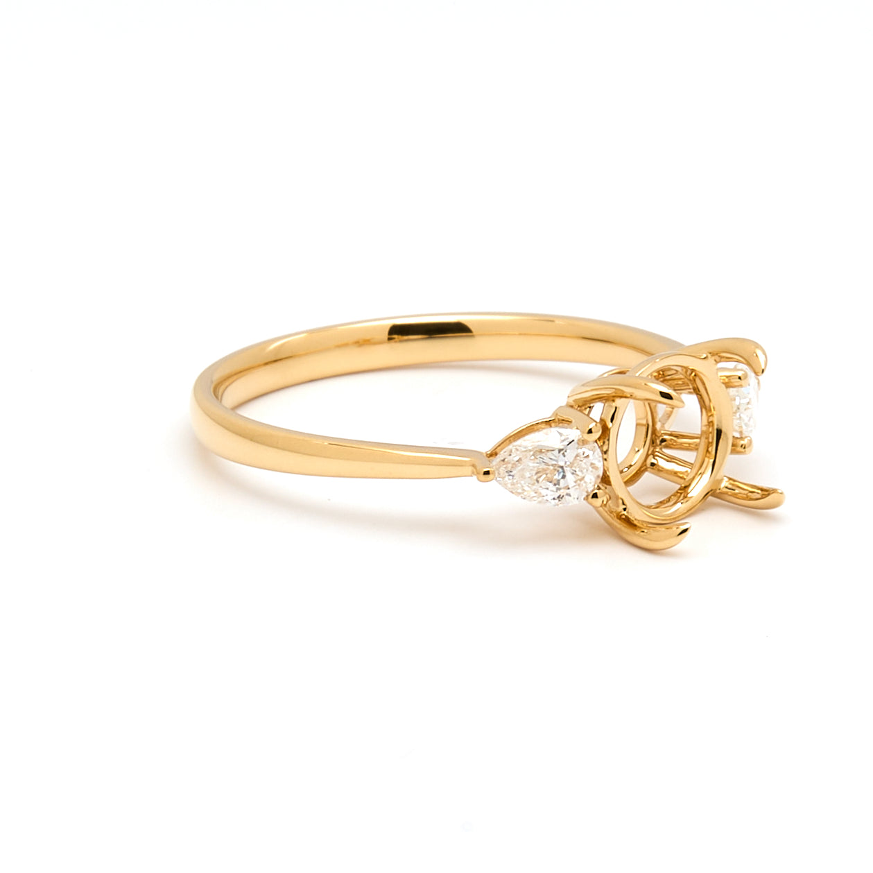 18K Gold Natural Diamond Teardrop Muse Ring Mount MR004 - RM1153 - FABER JEWELS