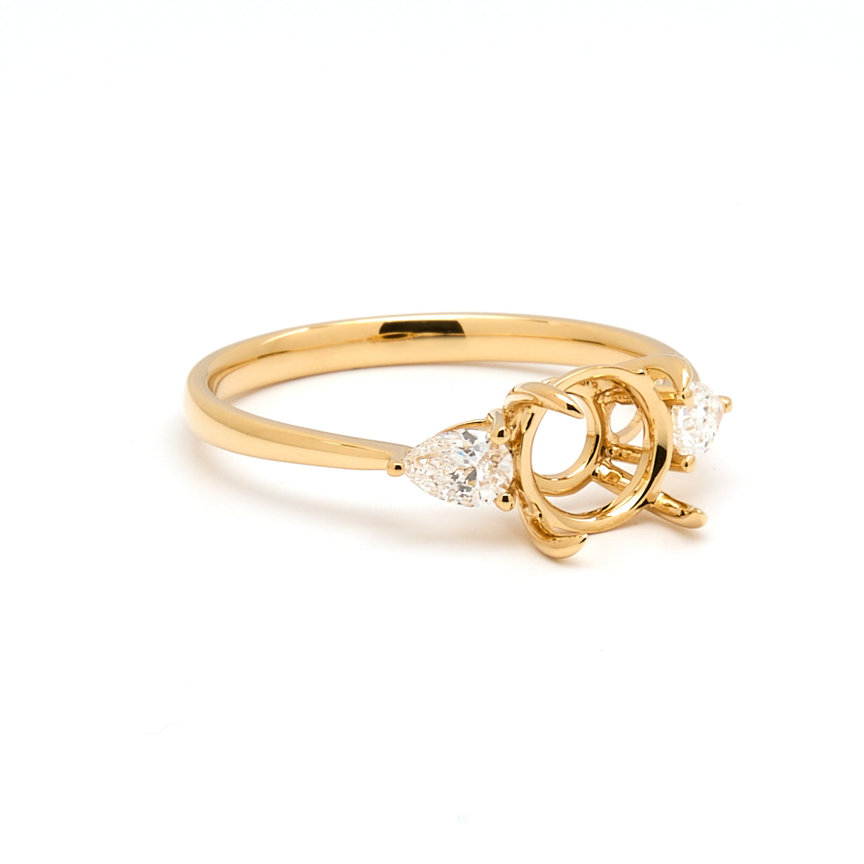 18K Gold Natural Diamond Teardrop Muse Ring Mount MR004 - RM1153 - FABER JEWELS