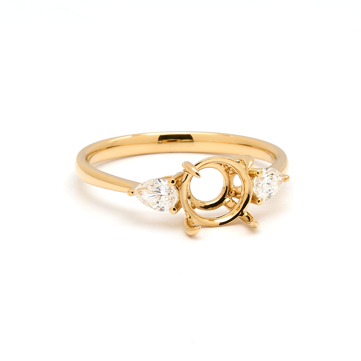 18K Gold Natural Diamond Teardrop Muse Ring Mount MR004 - RM1153 - FABER JEWELS