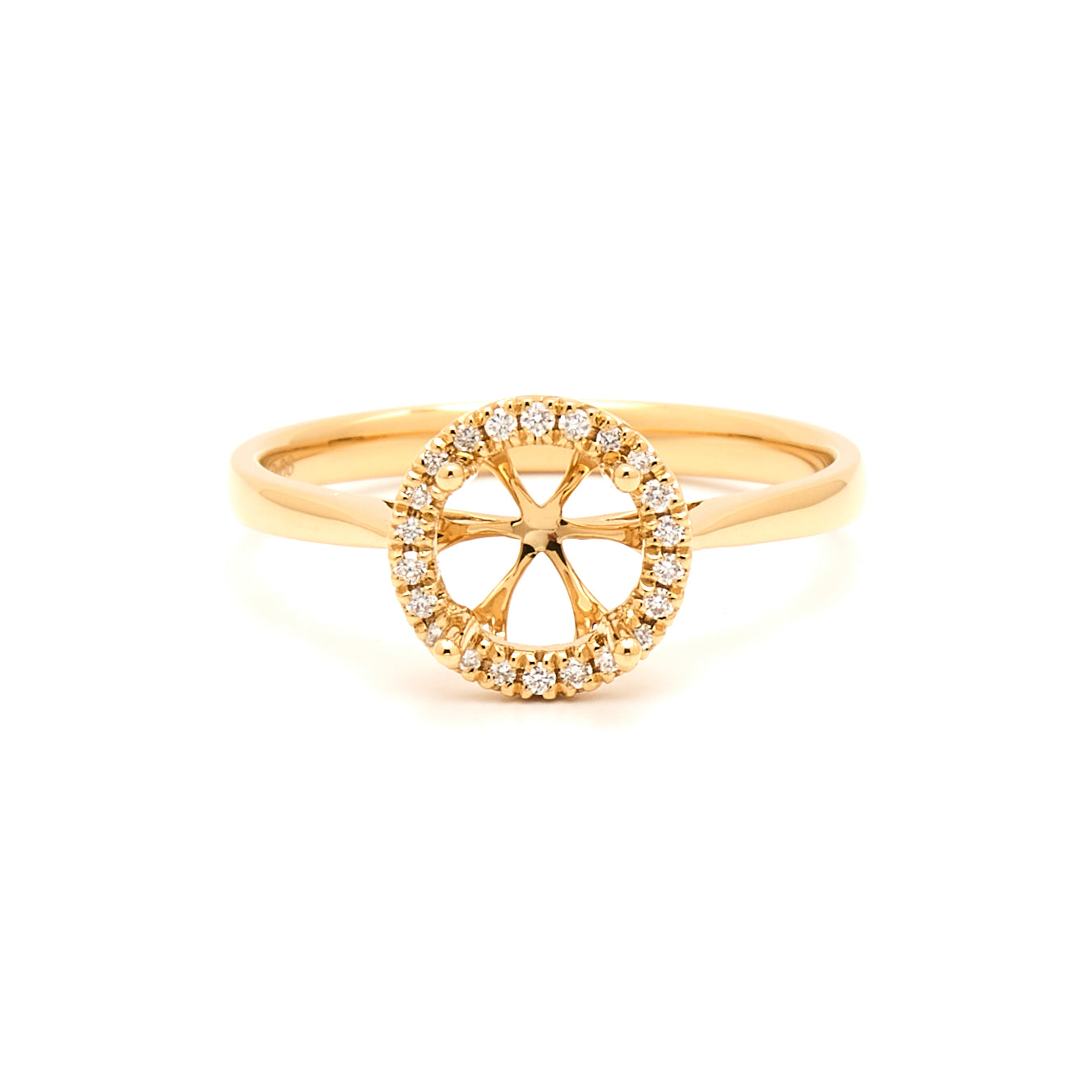 18K Gold Natural Diamond Periwinkle Halo Ring Mount MR014 - RM5007 - FABER JEWELS
