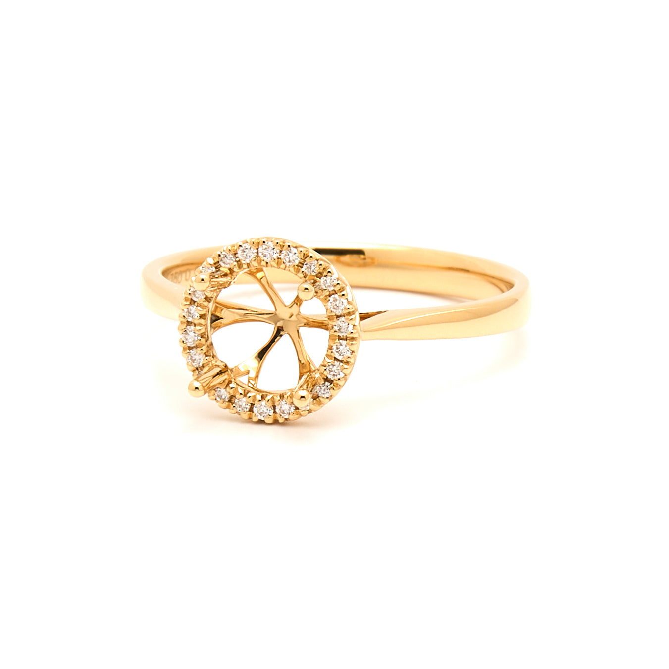 18K Gold Natural Diamond Periwinkle Halo Ring Mount MR014 - RM5007 - FABER JEWELS