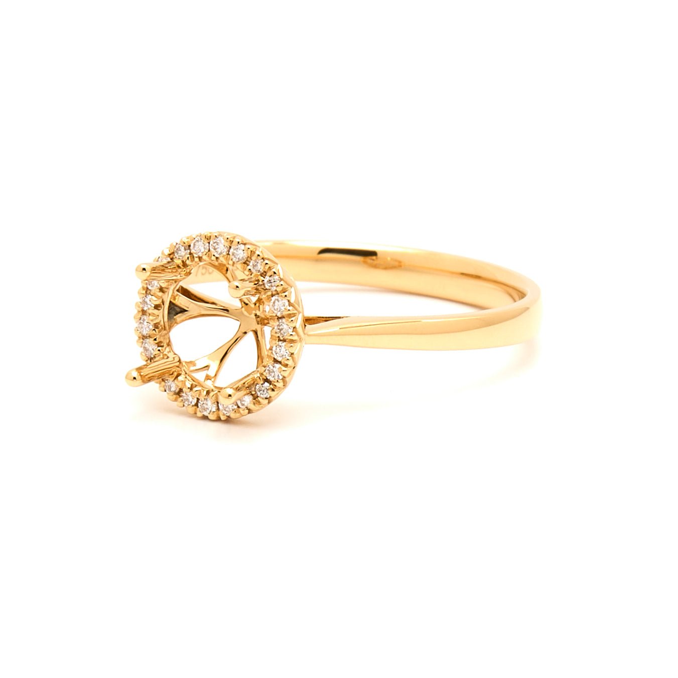 18K Gold Natural Diamond Periwinkle Halo Ring Mount MR014 - RM5007 - FABER JEWELS