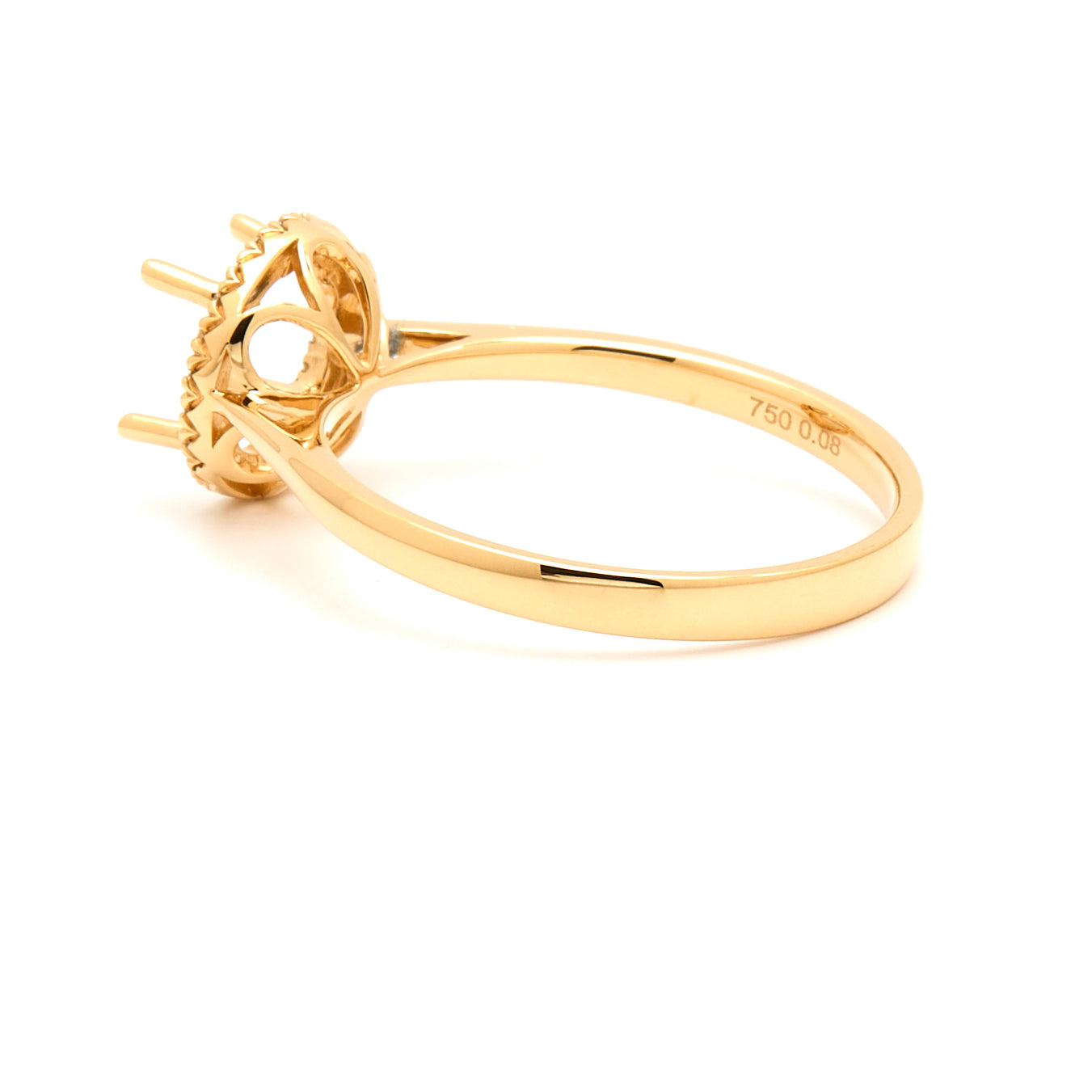 18K Gold Natural Diamond Periwinkle Halo Ring Mount MR014 - RM5007 - FABER JEWELS