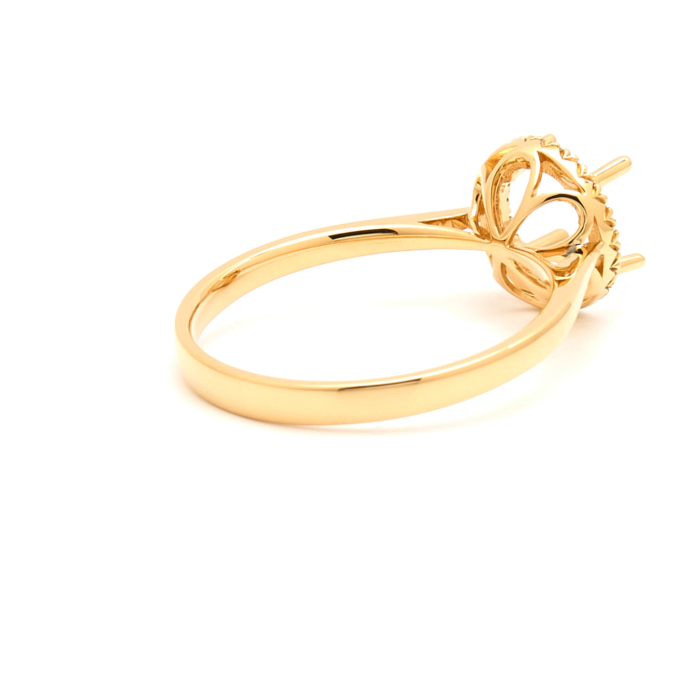18K Gold Natural Diamond Periwinkle Halo Ring Mount MR014 - RM5007 - FABER JEWELS