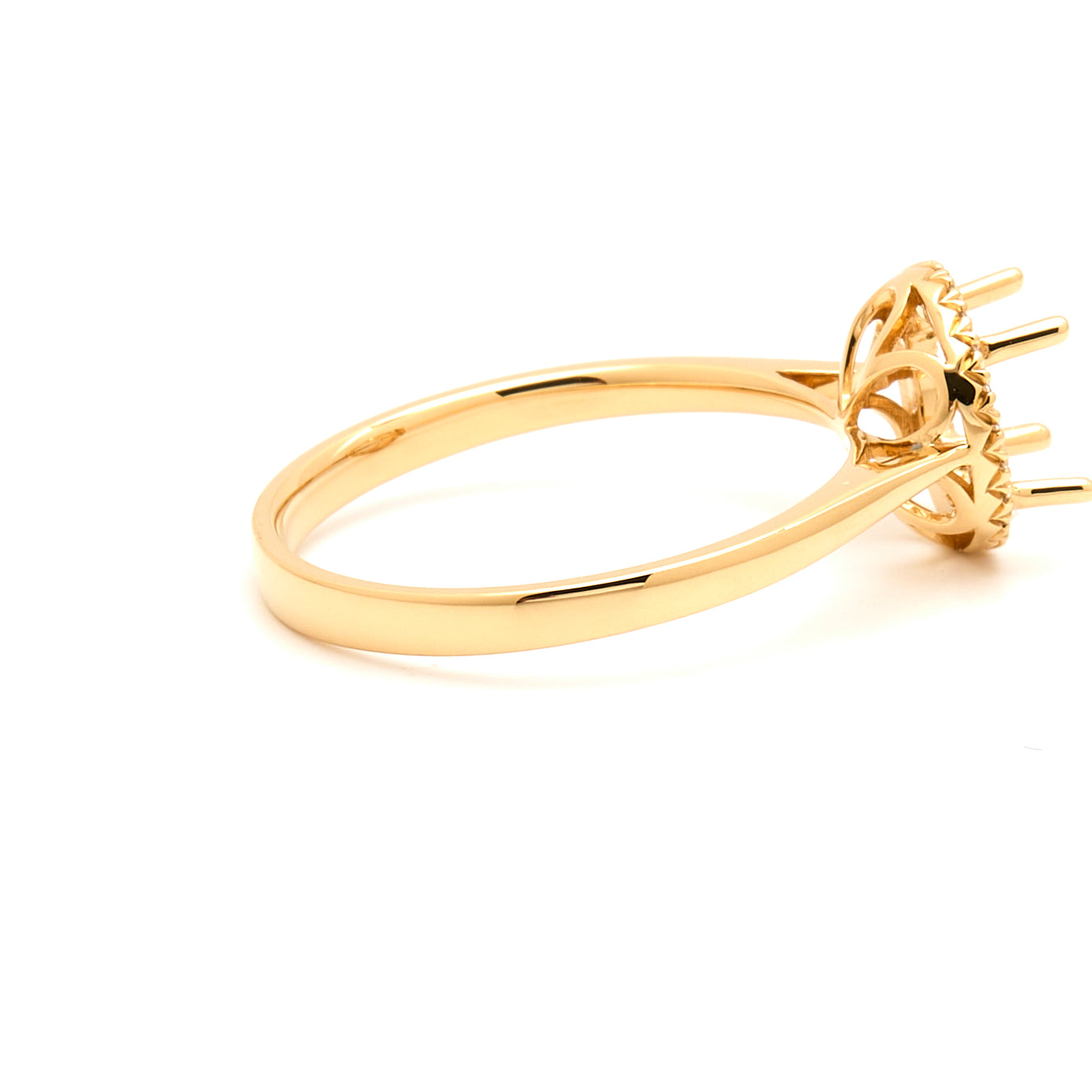 18K Gold Natural Diamond Periwinkle Halo Ring Mount MR014 - RM5007 - FABER JEWELS