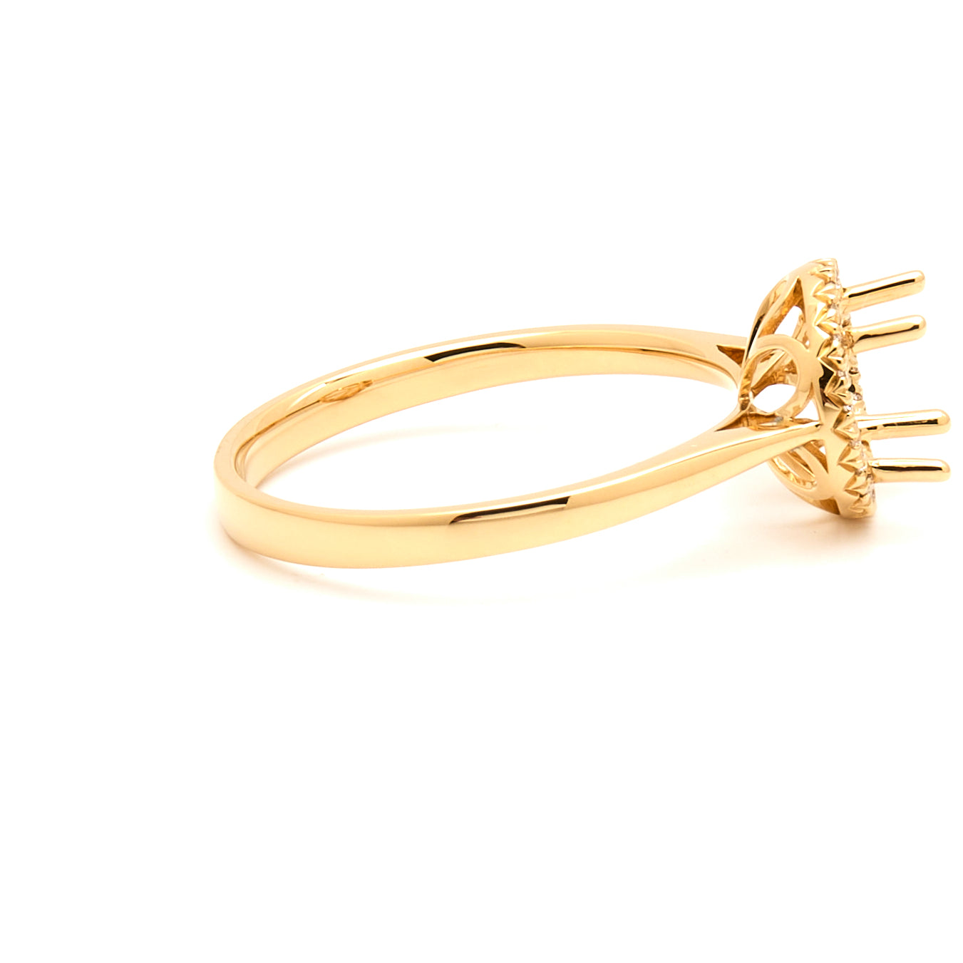 18K Gold Natural Diamond Periwinkle Halo Ring Mount MR014 - RM5007 - FABER JEWELS
