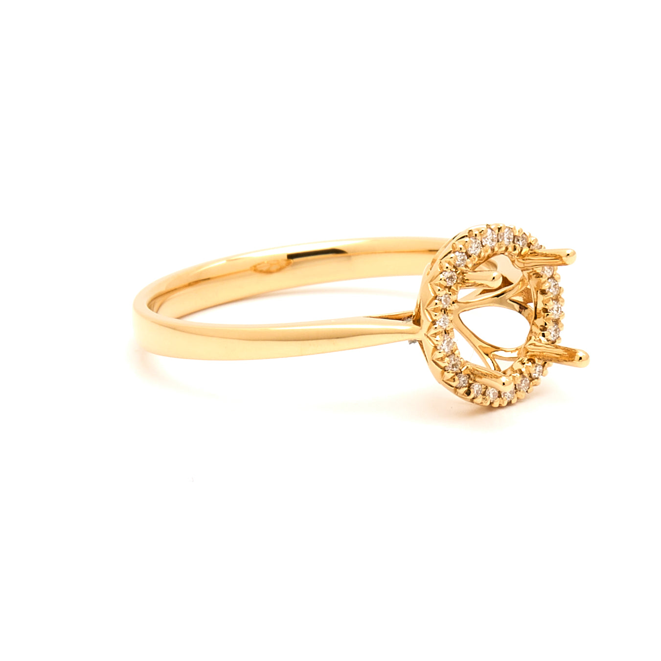 18K Gold Natural Diamond Periwinkle Halo Ring Mount MR014 - RM5007 - FABER JEWELS