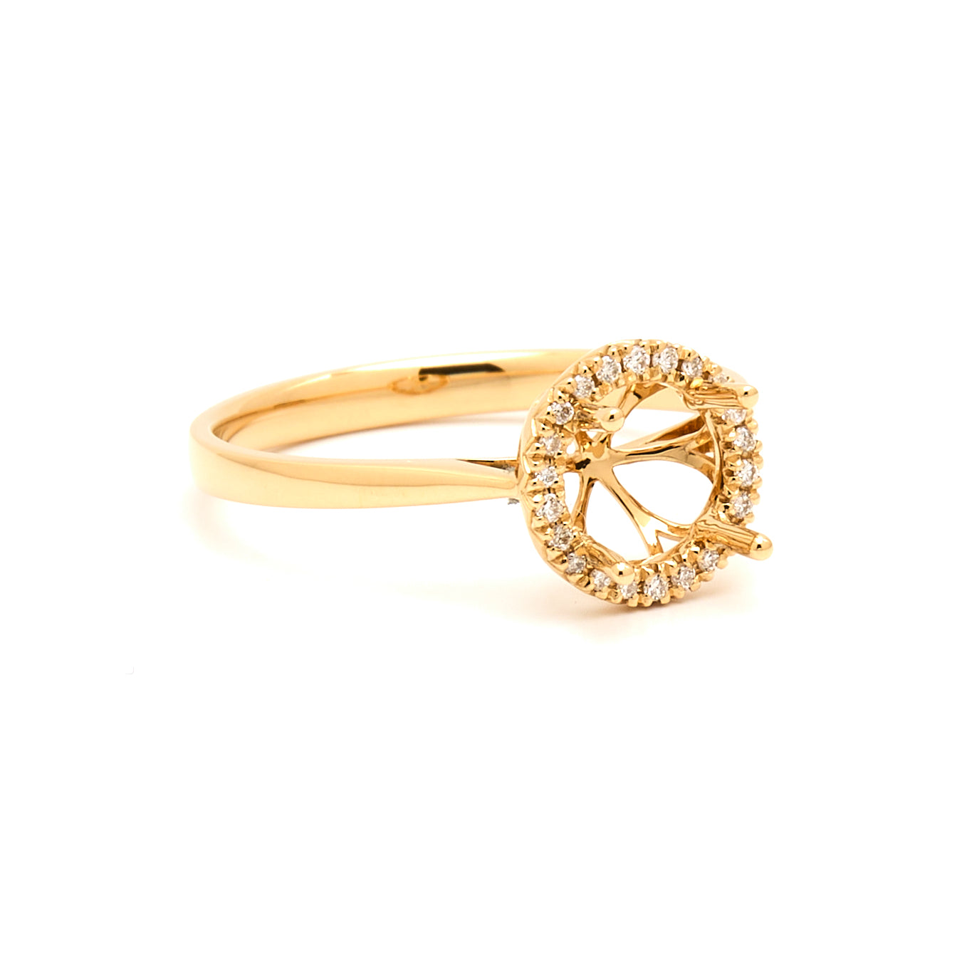 18K Gold Natural Diamond Periwinkle Halo Ring Mount MR014 - RM5007 - FABER JEWELS
