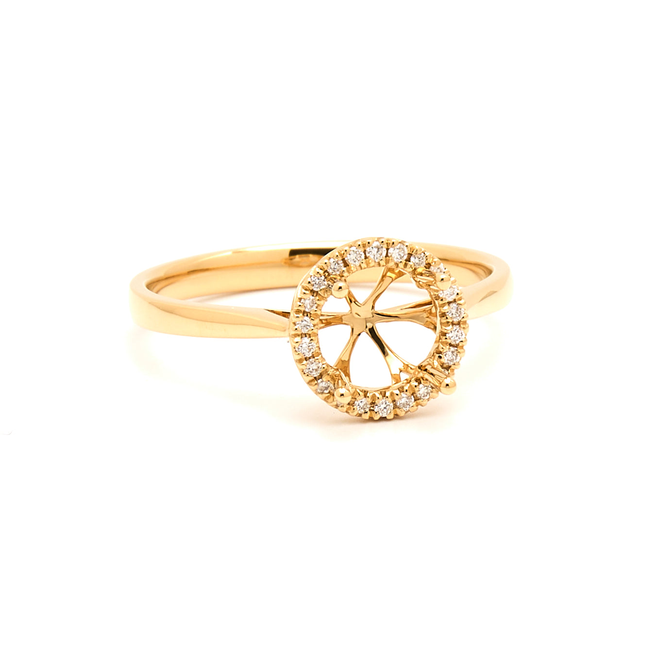 18K Gold Natural Diamond Periwinkle Halo Ring Mount MR014 - RM5007 - FABER JEWELS
